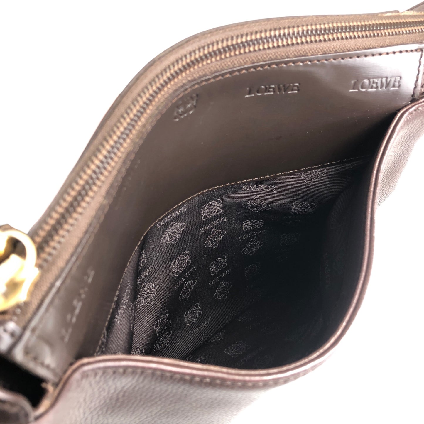 LOEWE Logo Embossed Shoulder bag Brown Vintage fudn6n