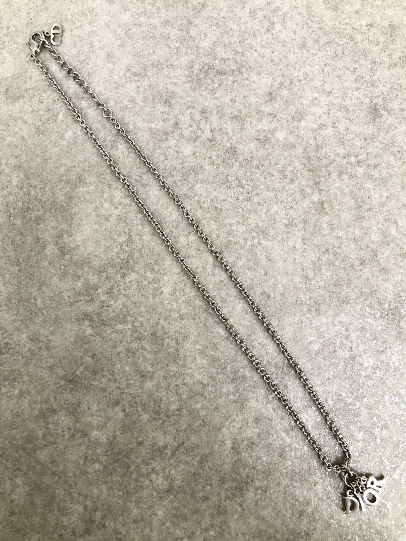 Christian Dior CD Logo Necklace Silver Vintage ttbxm8