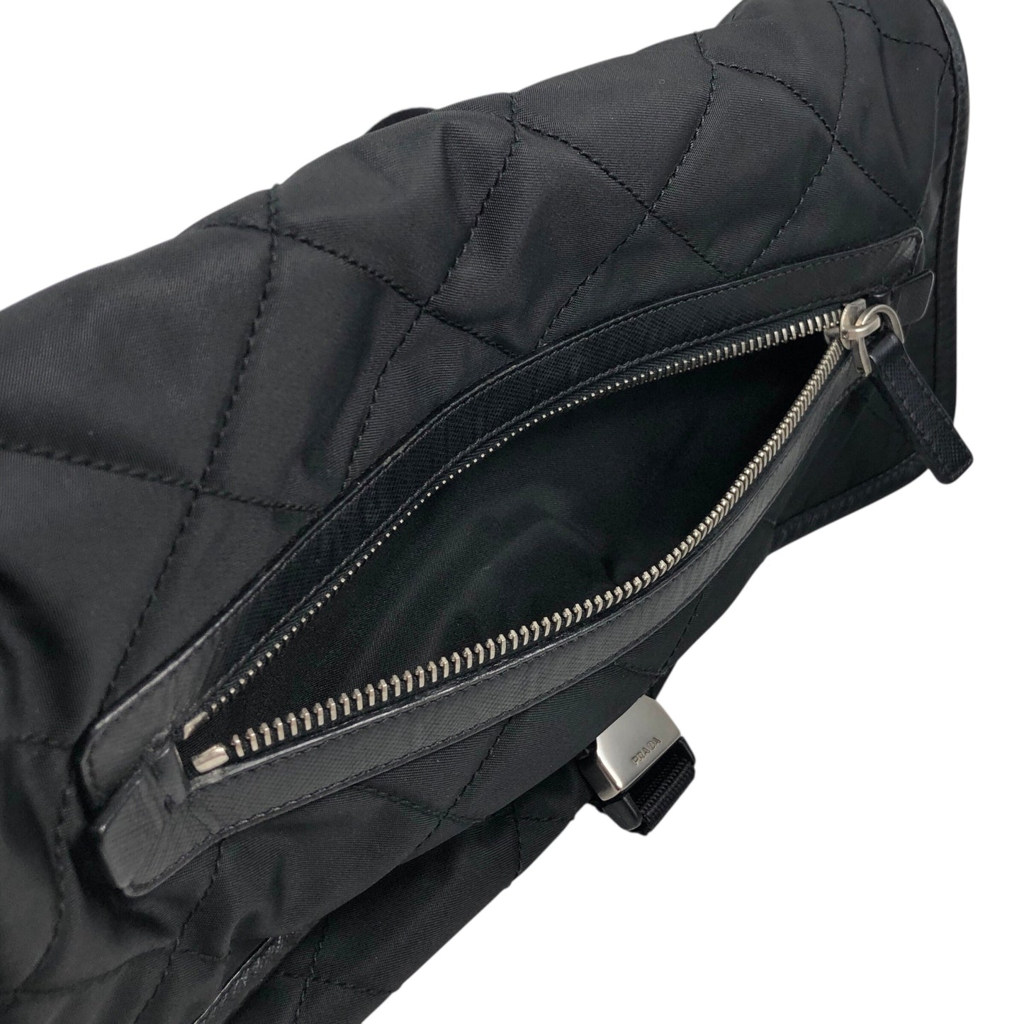 PRADA Tessuto Triangle Logo Shoulder bag Black Vintage g5c3is