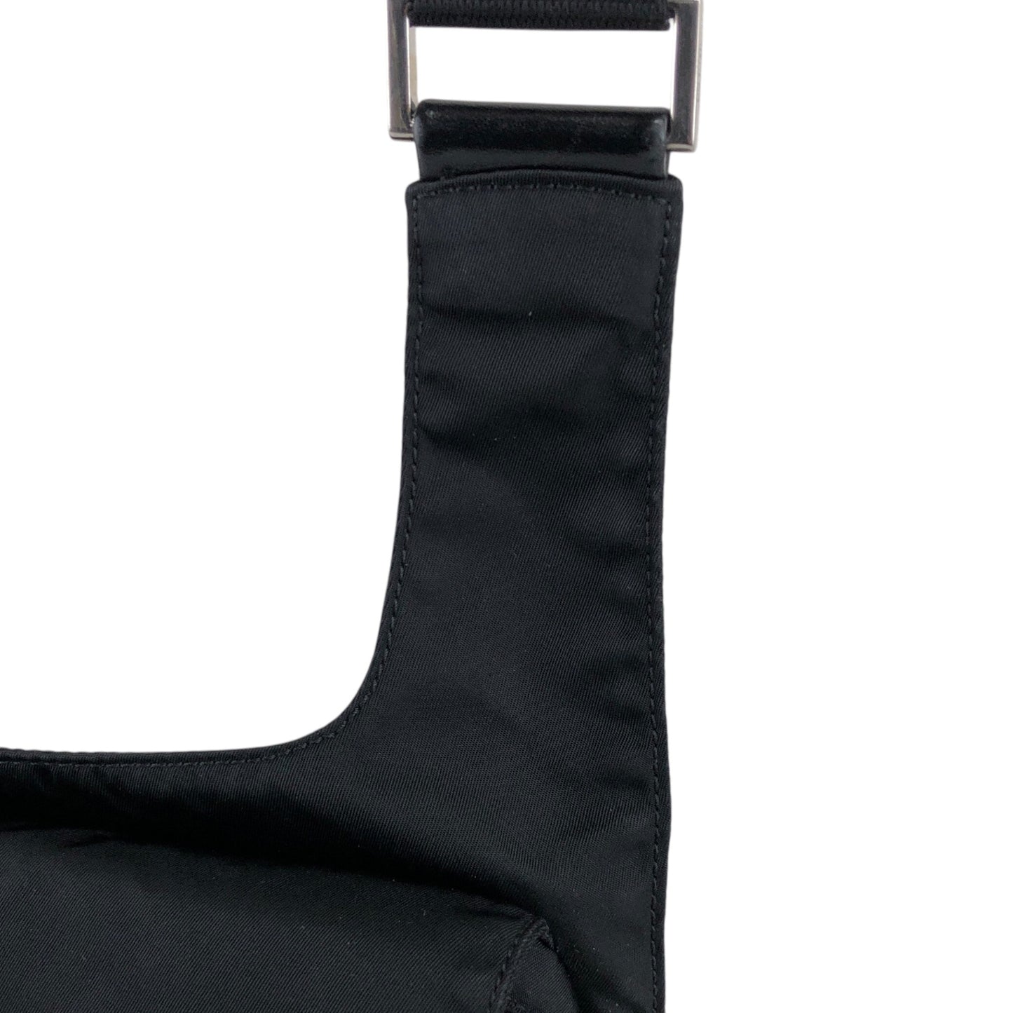 PRADA Triangle Logo Front Buckle Shoulder bag Black Vintage 3nuzig