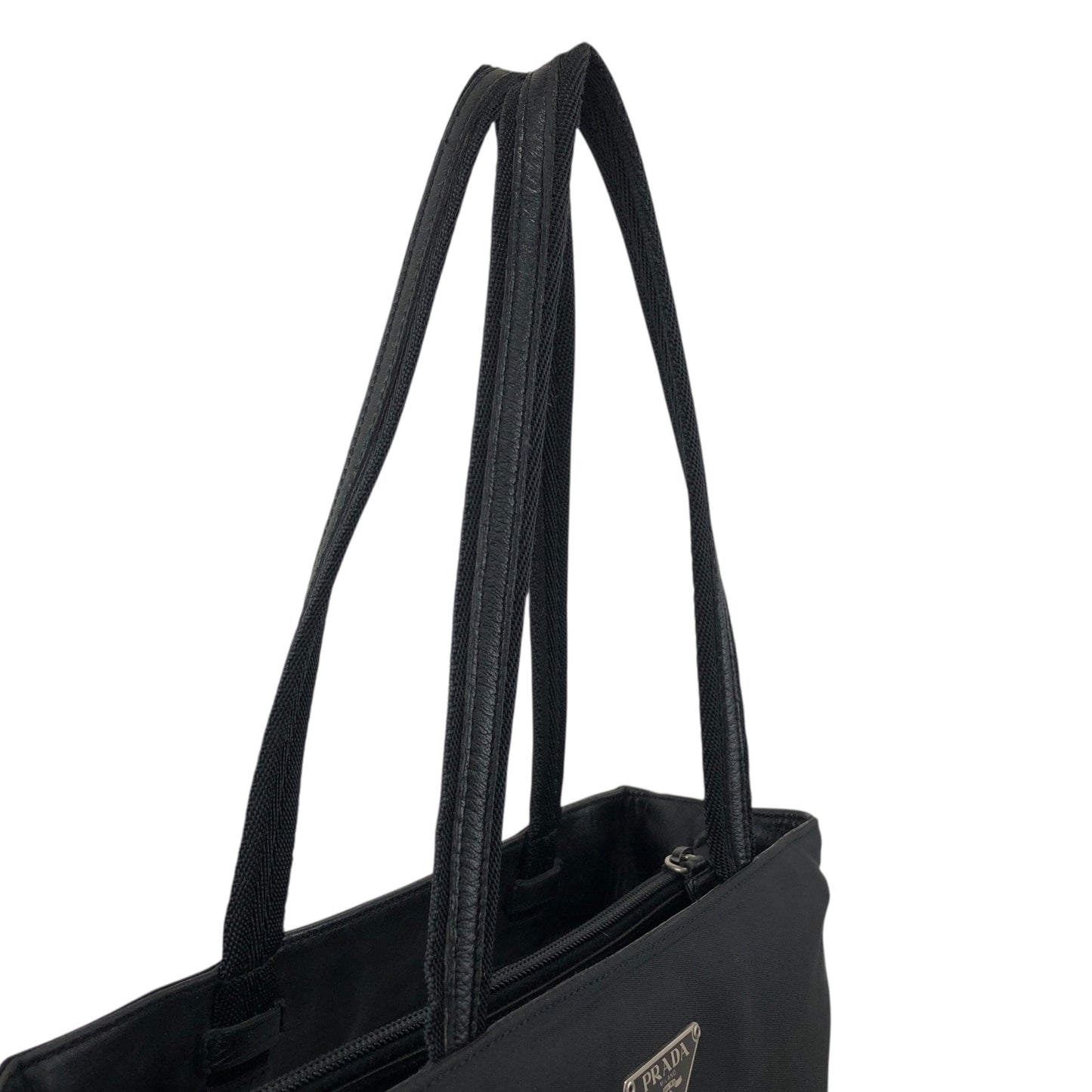 PRADA Tessuto Triangle Logo Totebag Black Vintage f4iv53