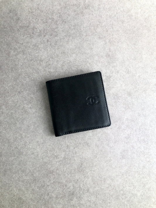 CHANEL Coco Mark 折疊皮夾 黑色 復古 6hacdc