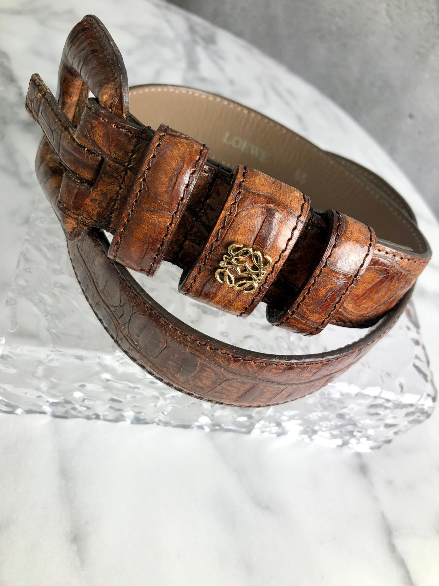 LOEWE Anagram Belt Brown Vintage 6d3xww