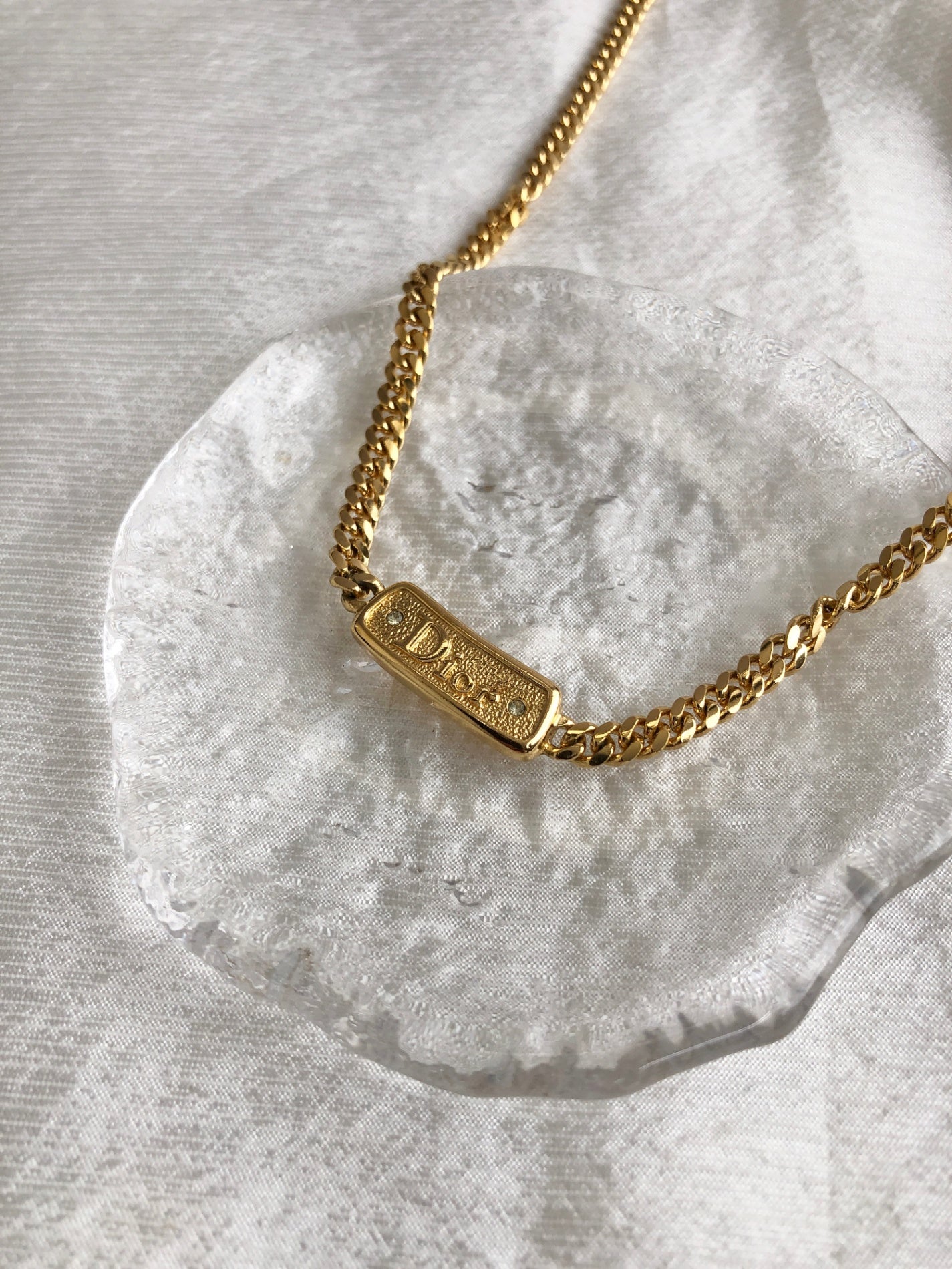 Christian Dior Logo Necklace Gold Vintage mmzdp3