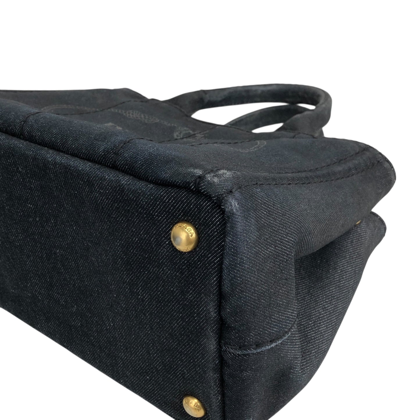 PRADA Canapa Two-way Handbag Shoulder bag Black Vintage ngejs5