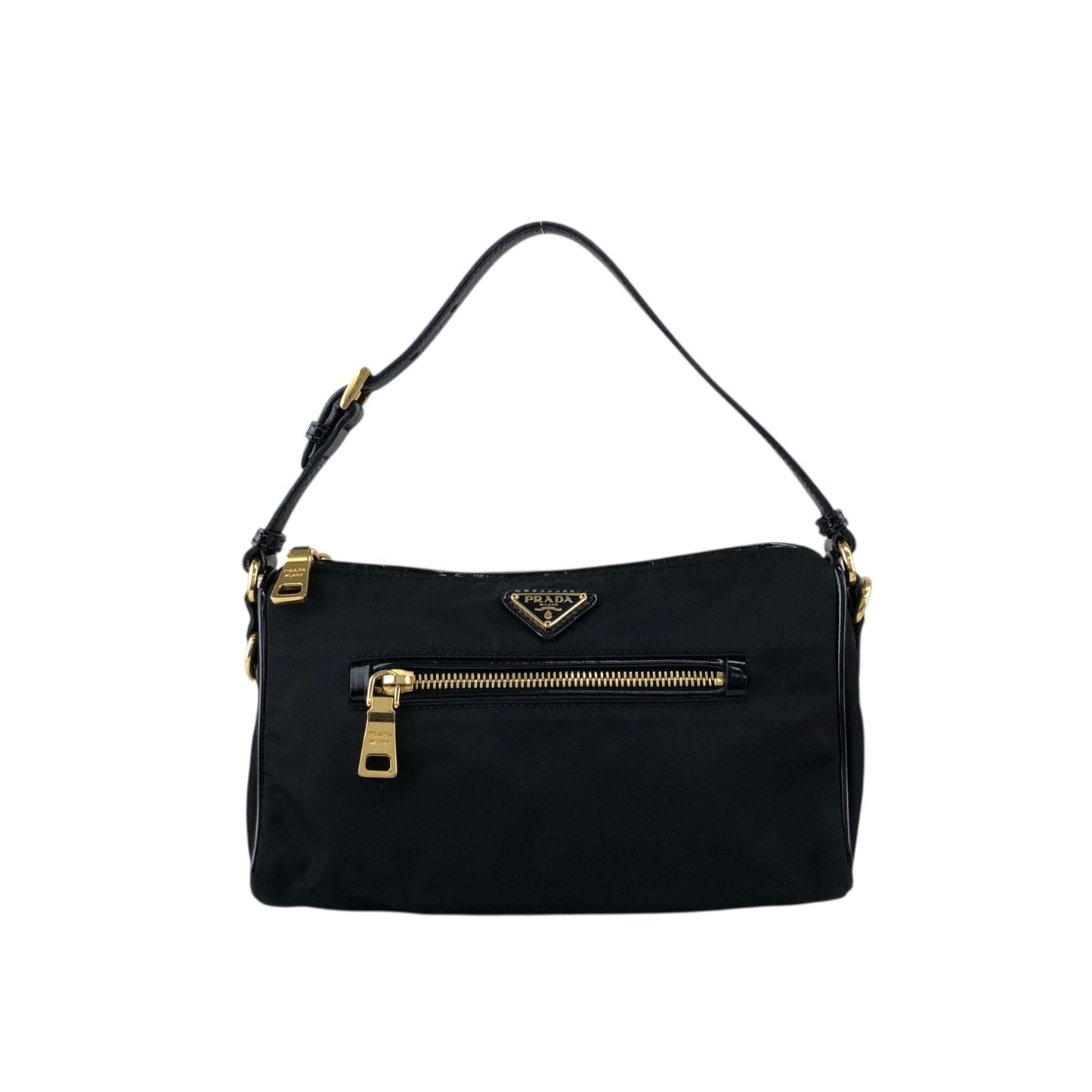 PRADA Tessuto Triangle Logo Small Handbag Black Vintage 6tgg77