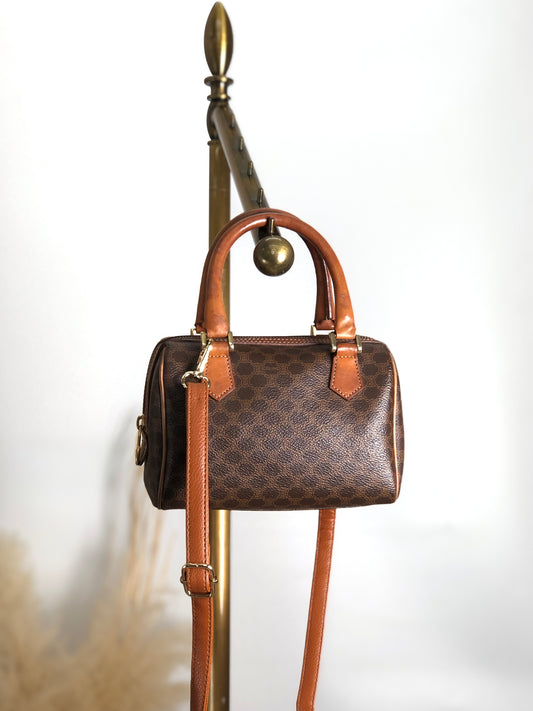 CELINE Macadam 兩用小波士頓包 肩背包 棕色 復古 xm7k3z