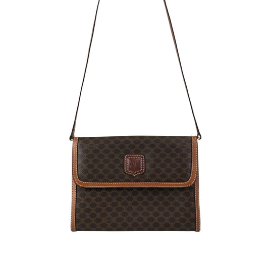 CELINE Macadam Blason Shoulder bag Brown Vintage emwcwc