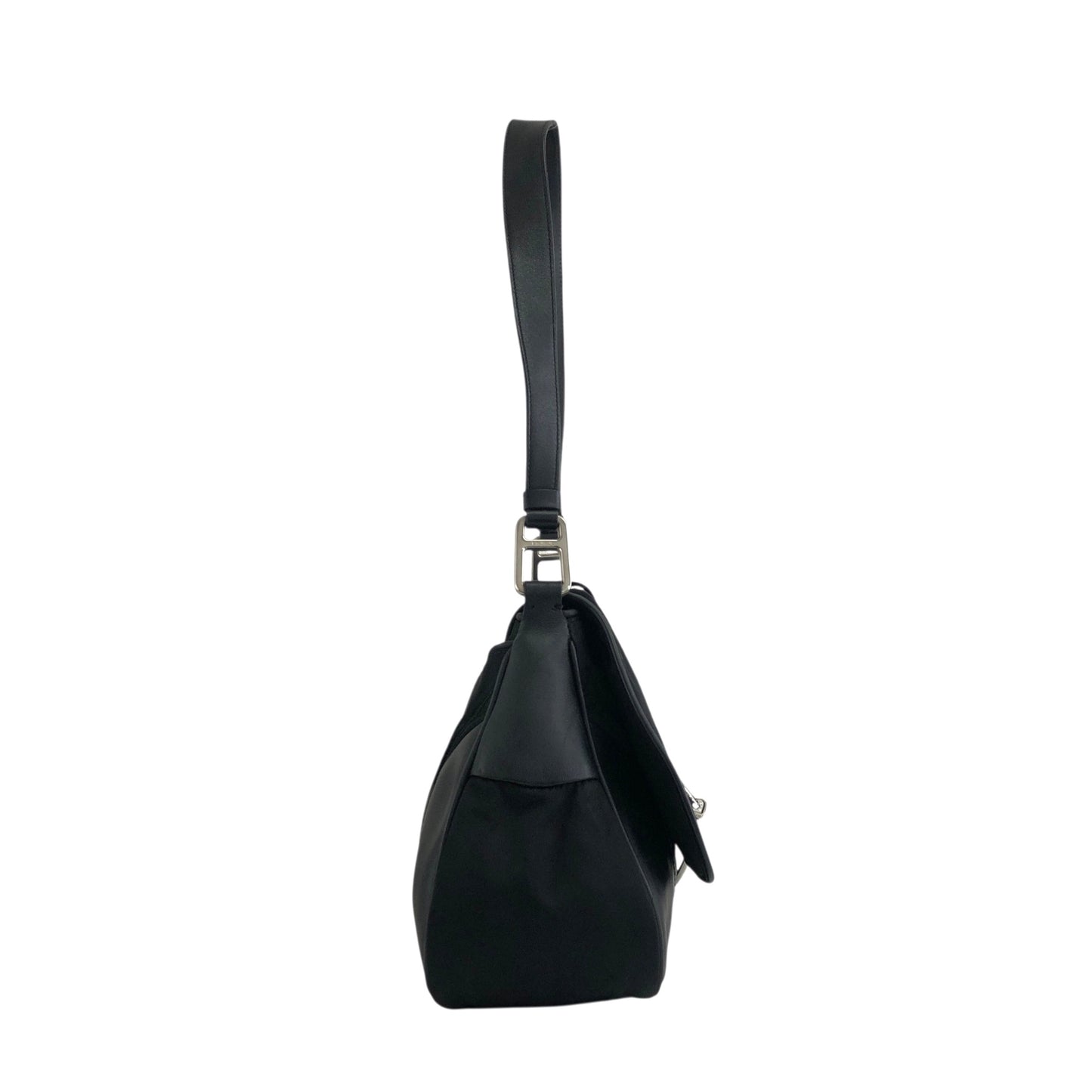 PRADA Triangle Logo Front Buckle Shoulder bag Black Vintage dwjuwu