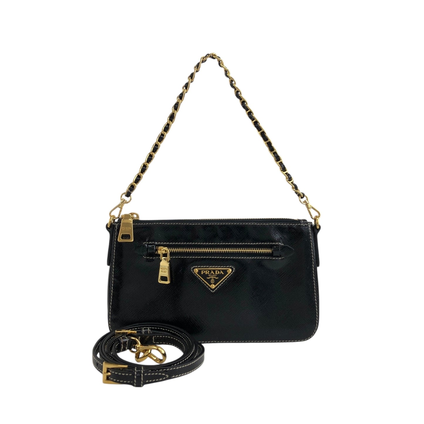 PRADA Triangle Logo Two-way Small Handbag Shoulder bag Black Vintage 4ndzyf