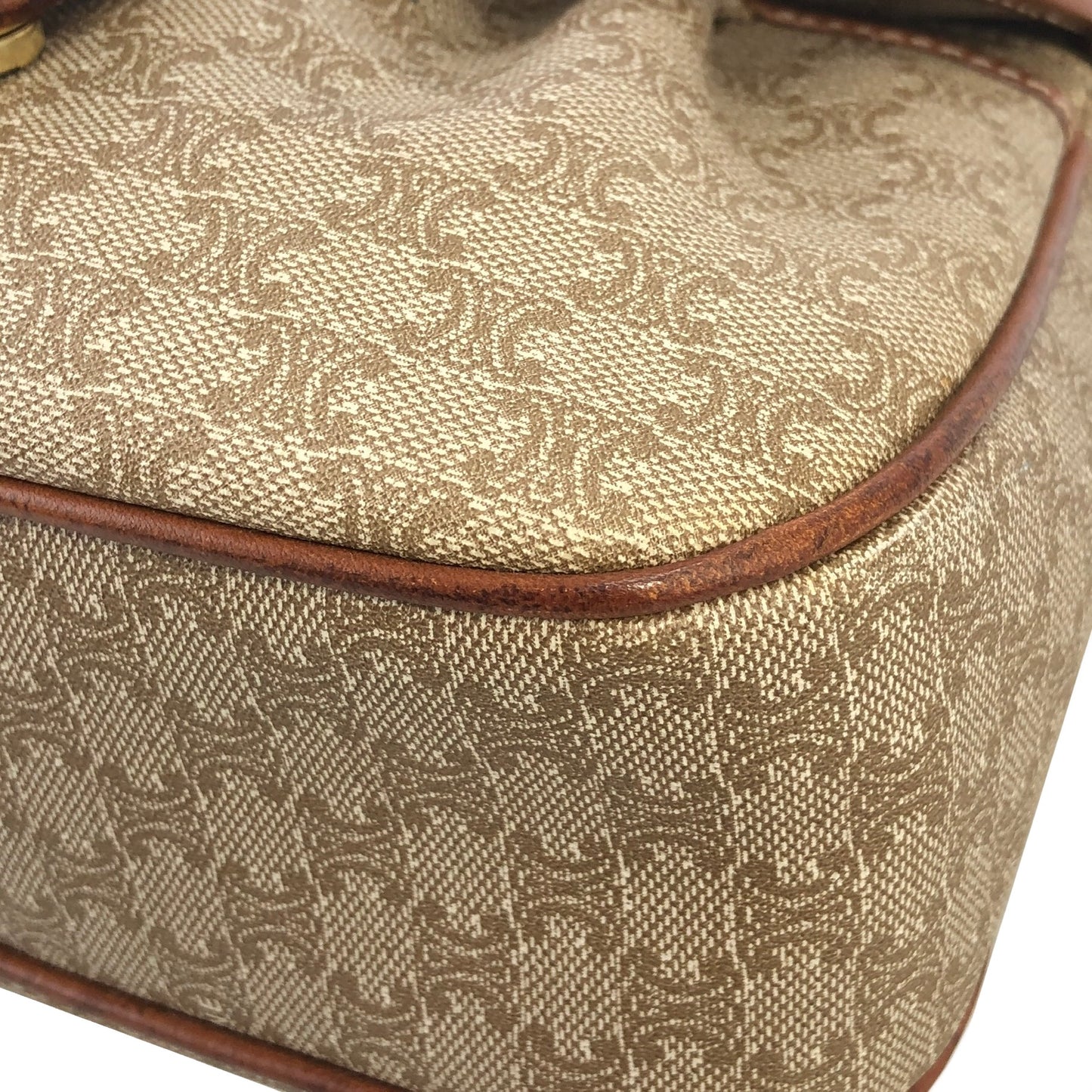 CELINE Macadam PVC Leather Shoulder bag Beige Vintage 7ujw66