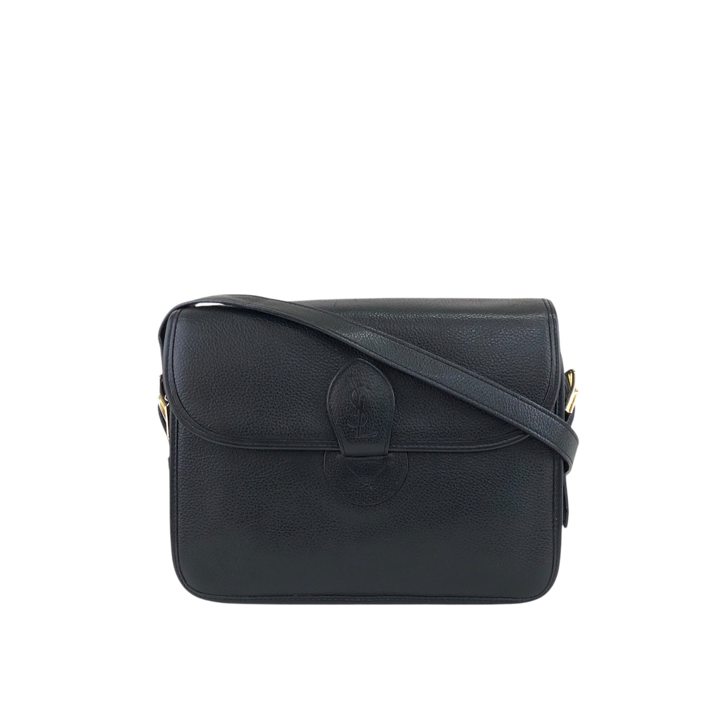 Yves Saint Laurent YSL Logo Shoulder bag Black Vintage 2c23th