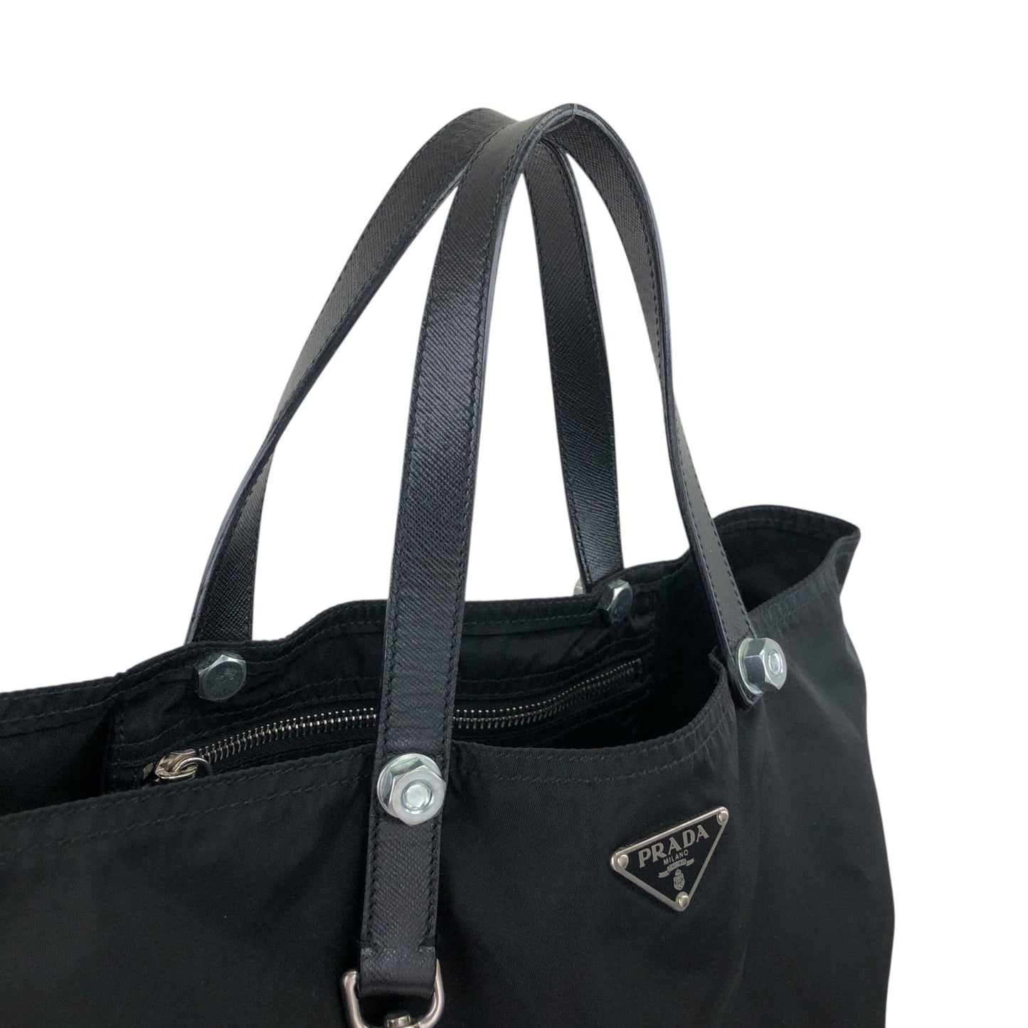 PRADA Triangle Logo Totebag Black Vintage i2tjbe