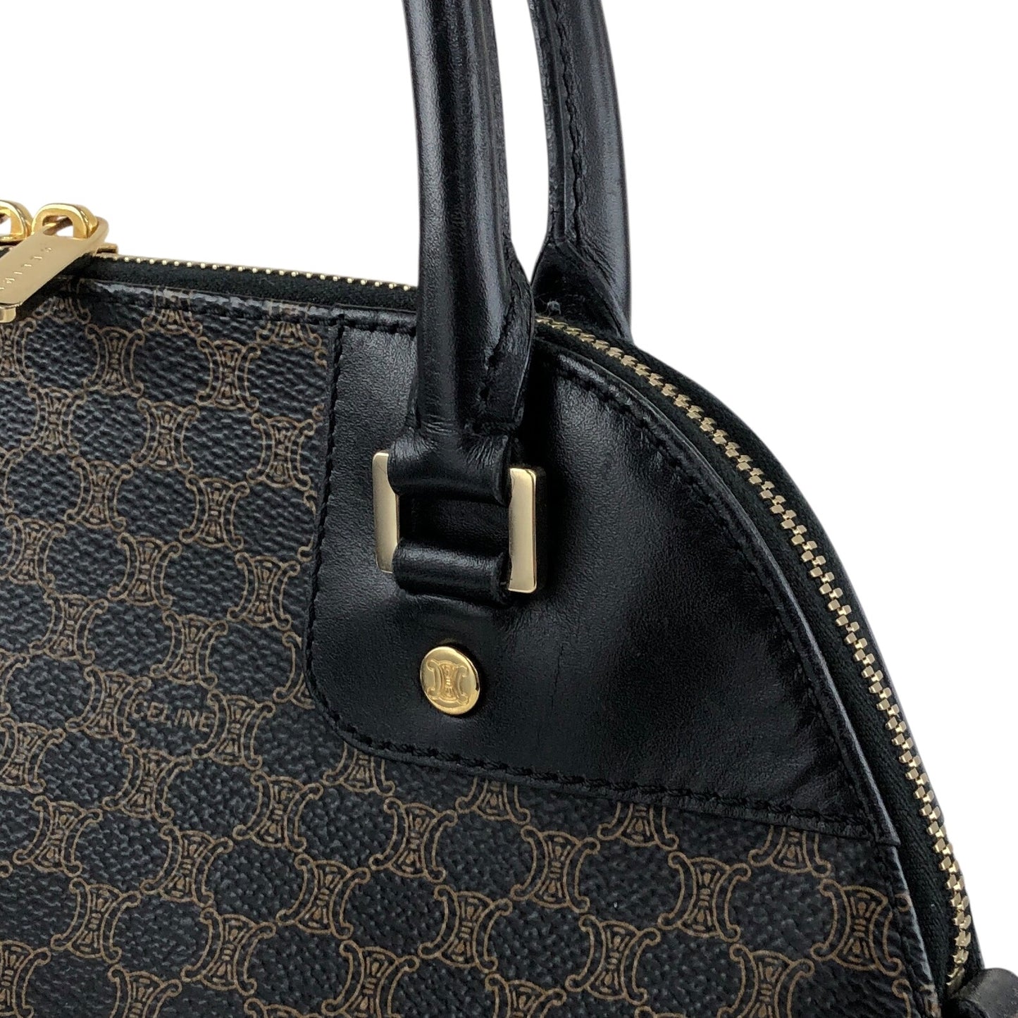CELINE Macadam Two-way Handbag Shoulder bag Black Vintage zmn3dz