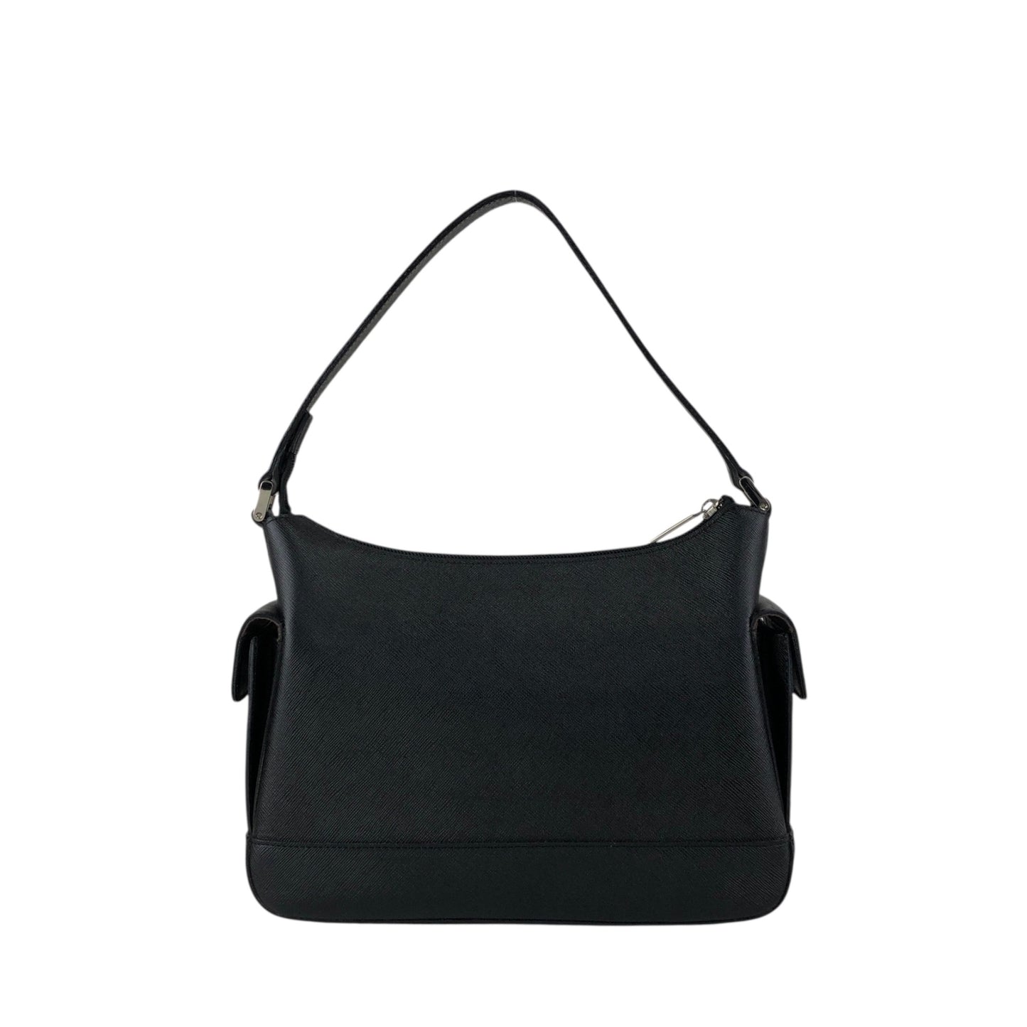 BURBERRY Logo Side Pocket Handbag Black Vintage bugrks