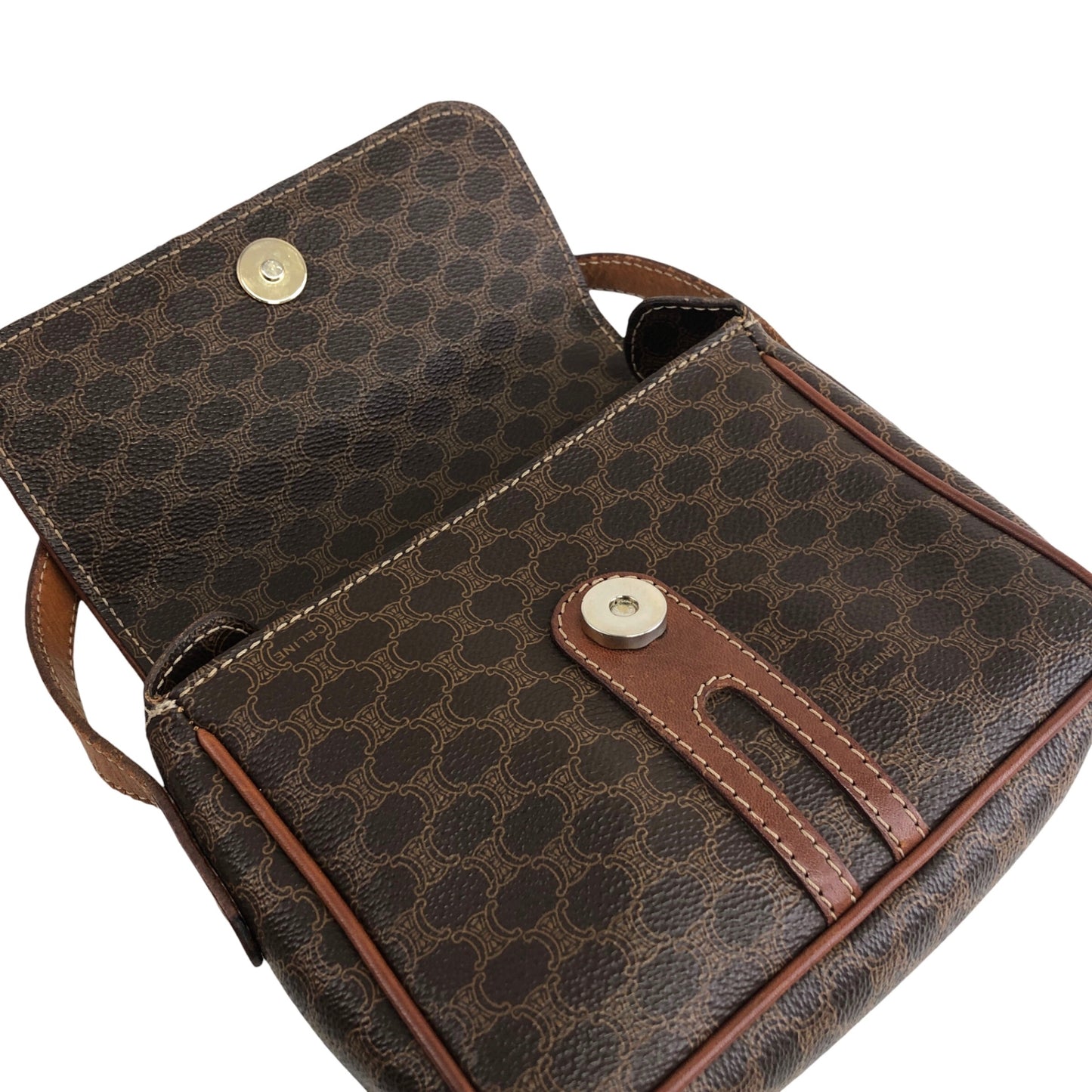 CELINE Macadam Blason Shoulder bag Brown Vintage 2d8taf