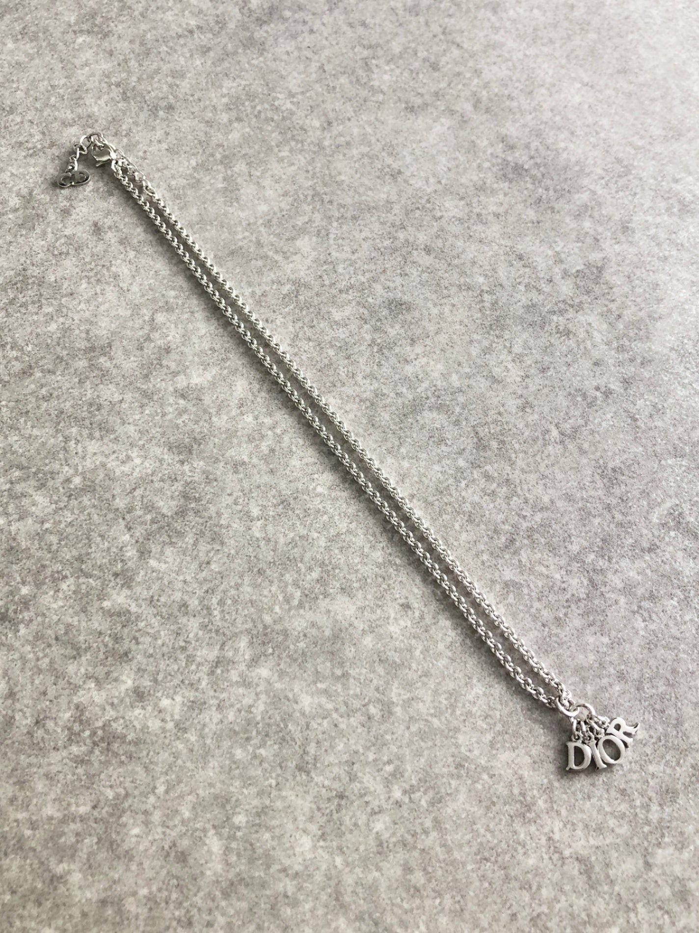 Christian Dior Logo Motif Necklace Silver Vintage t8f4zg