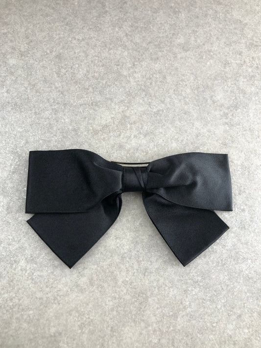CHANEL Ribbon Barrette Black Vintage 3efxk8