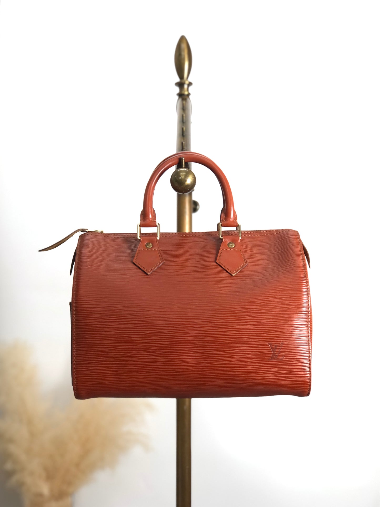 LOUIS VUITTON Epi 小號波士頓包 手提包 棕色 復古 yama2u