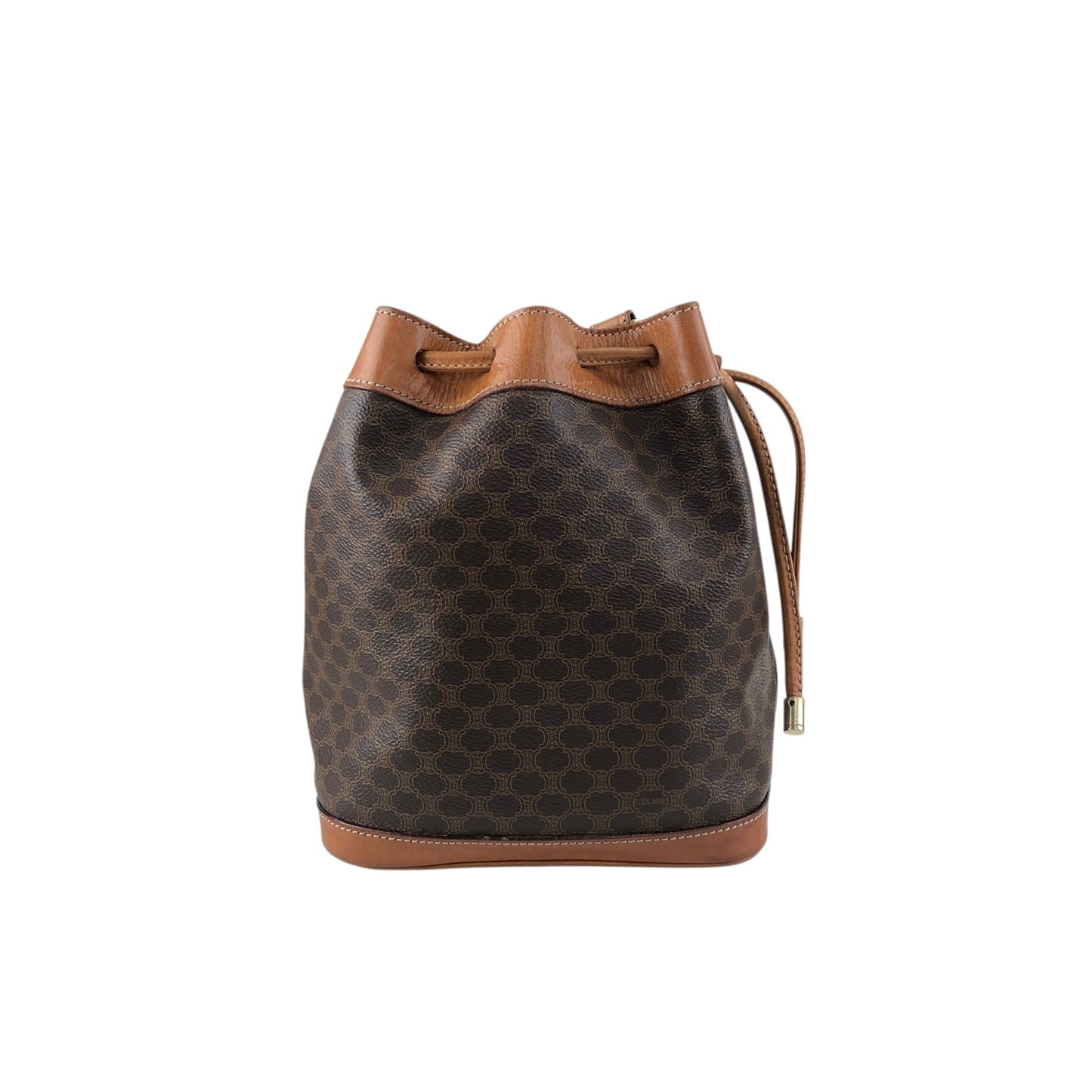 CELINE Macadam Blason Drawstring Shoulder bag Brown Vintage 7kmwfd