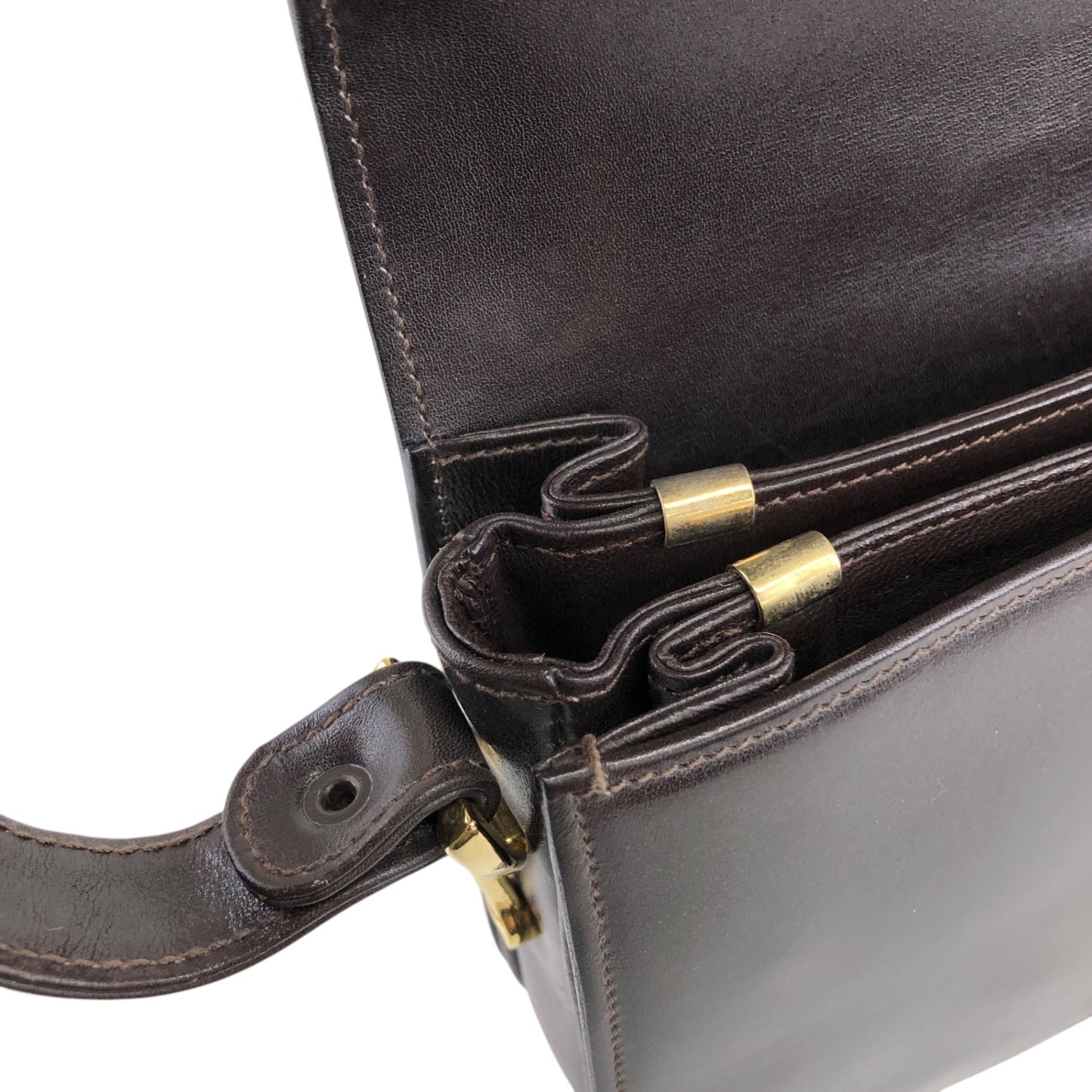 CELINE Horse Carriage Front Buckle Shoulder bag Brown Vintage mbdia8