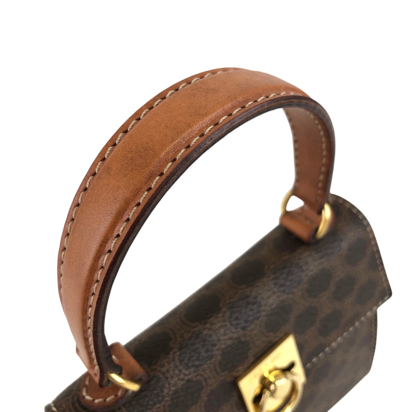 CELINE Macadam Gancini Two-way Small Handbag Shoulder bag Brown Vintage 7xvdb2