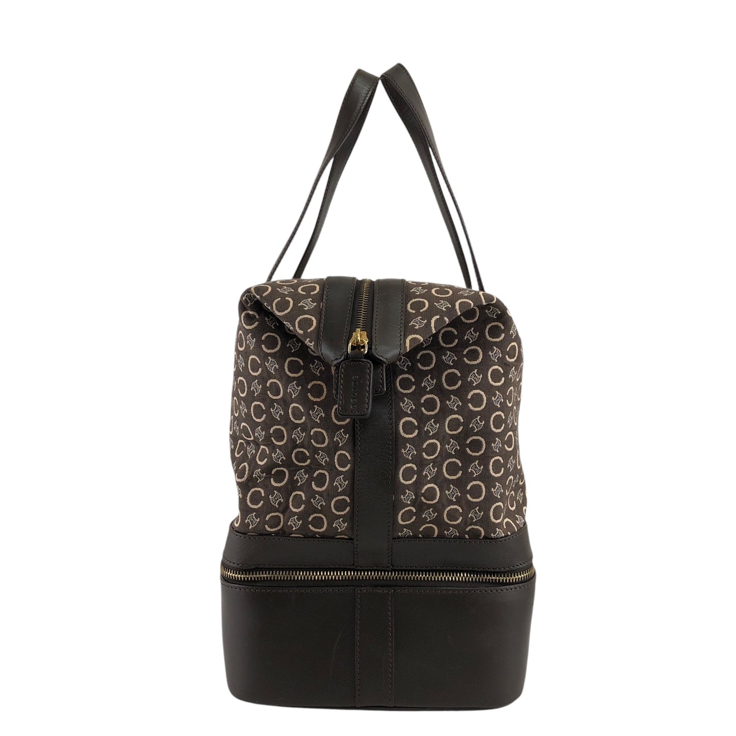 CELINE Macadam Handbag Boston bag Brown Vintage 7kve88