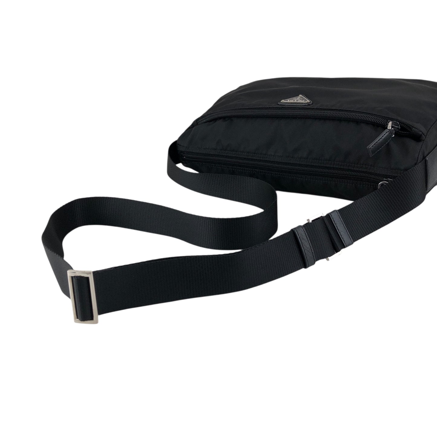 PRADA Triangle Logo Shoulder bag Black Vintage ik68if