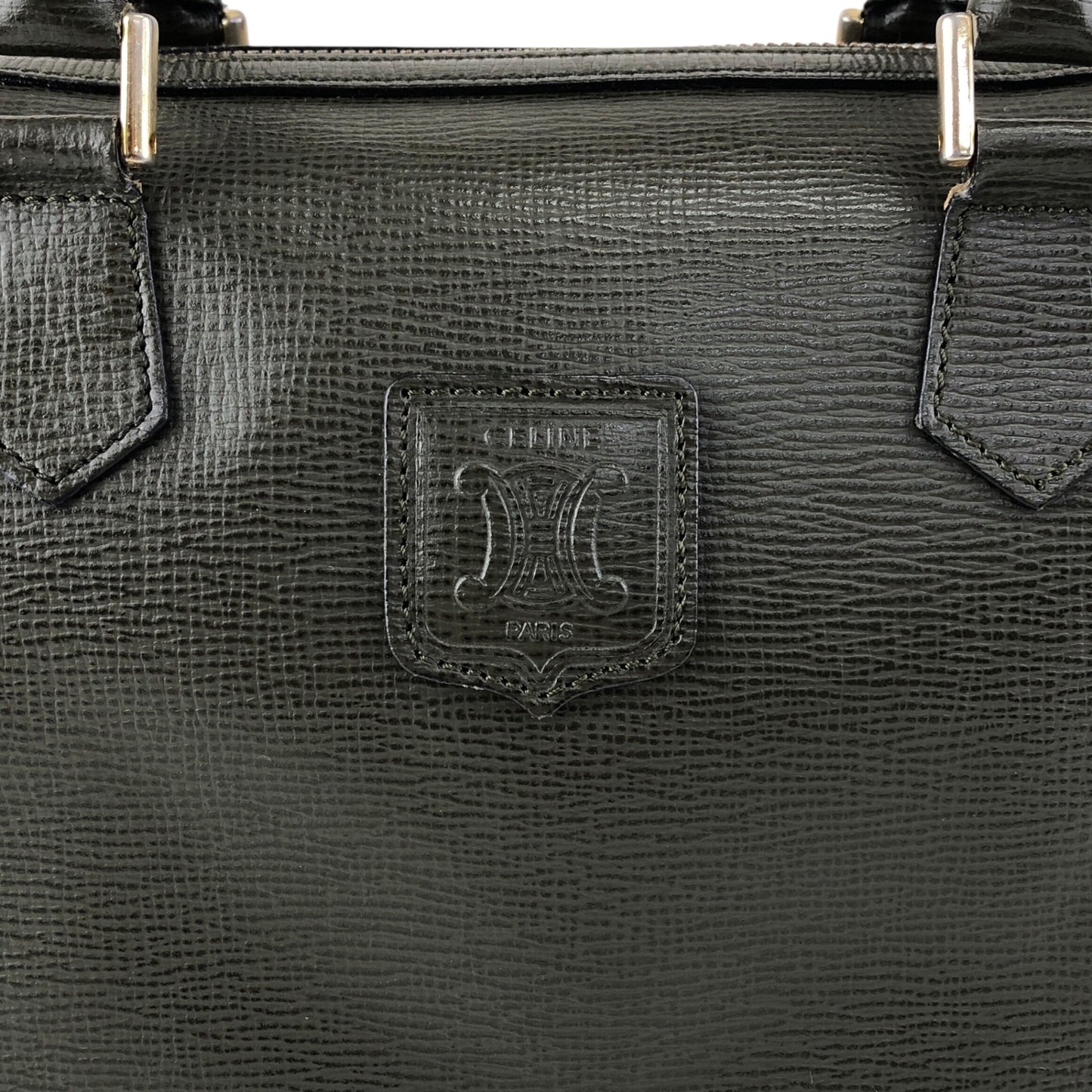 CELINE Blason Two-way Small Boston bag Shoulder bag Green Vintage du4fhp