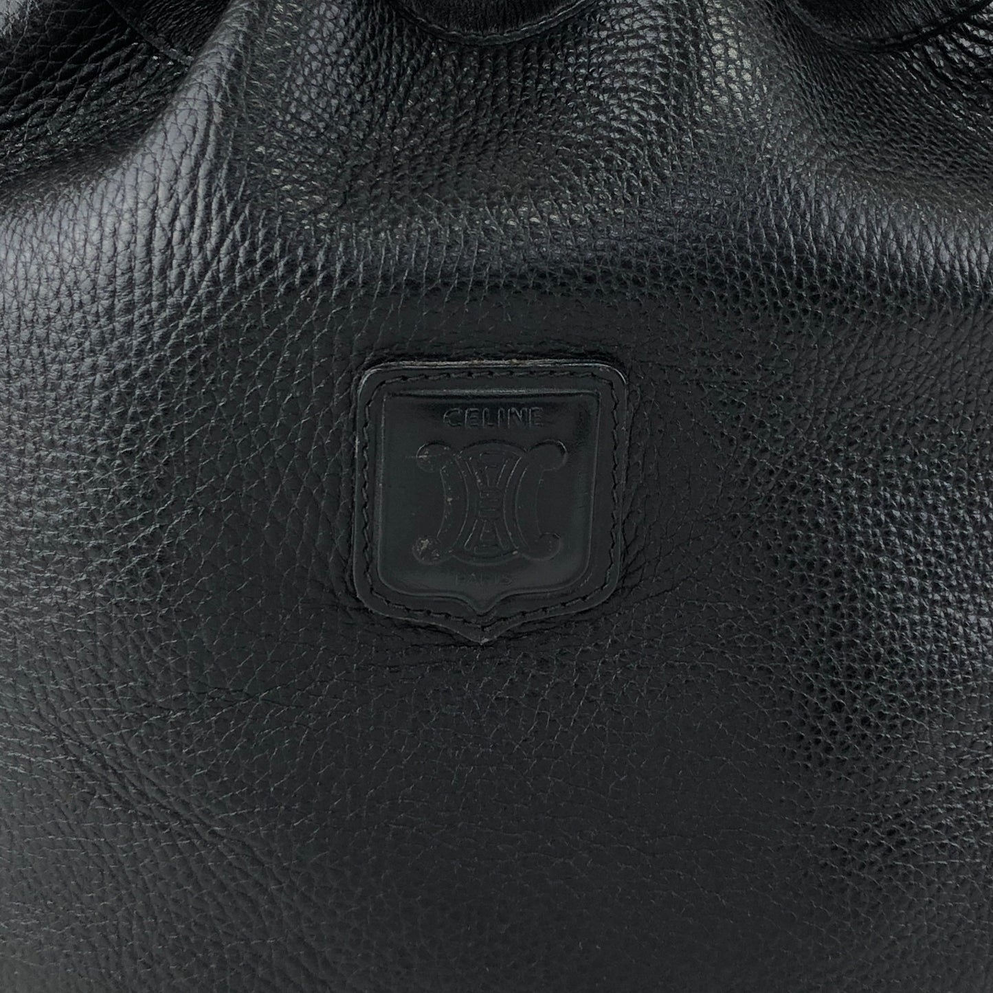 CELINE Blason Drawstring Shoulder bag Black Vintage rzrkng
