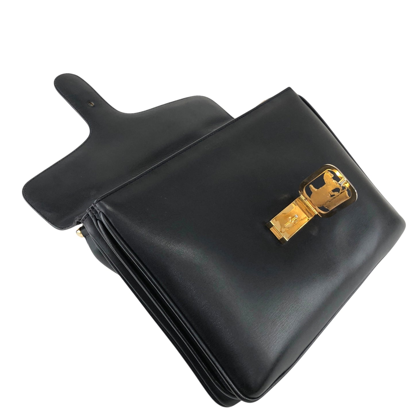 CELINE Horse Carriage Handbag Dark Navy Vintage 3bgmzr