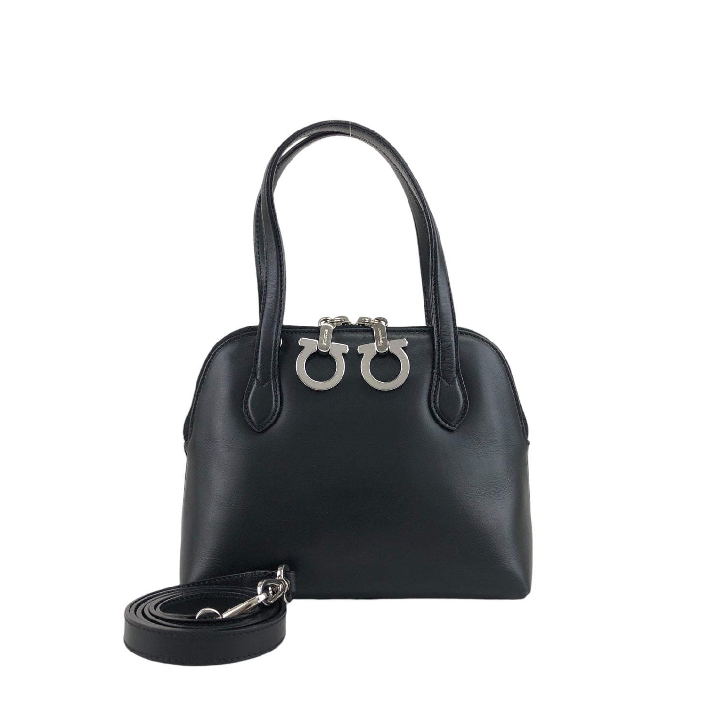 Salvatore Ferragamo Charm Two-way Handbag Shoulder bag Black Vintage jww5vi