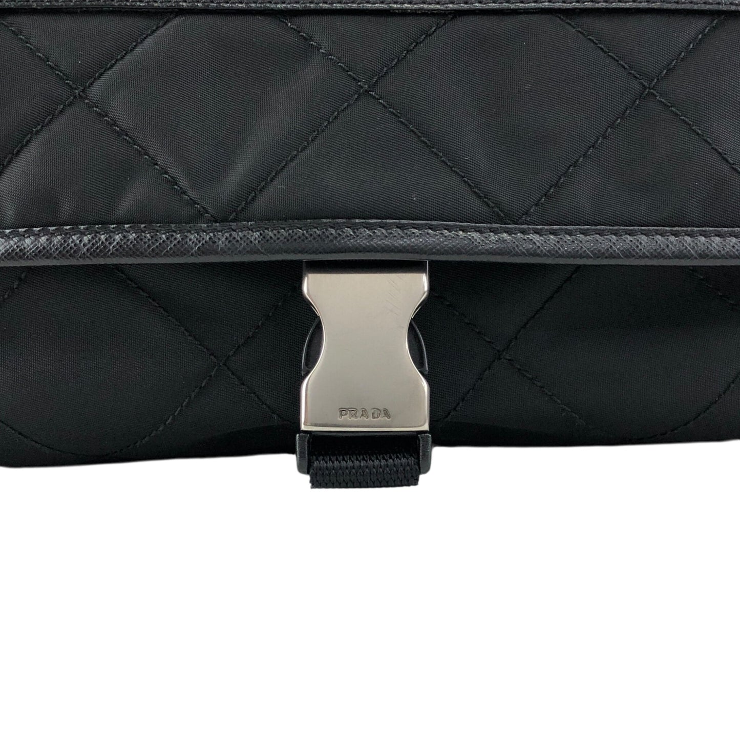 PRADA Tessuto Triangle Logo Shoulder bag Black Vintage g5c3is