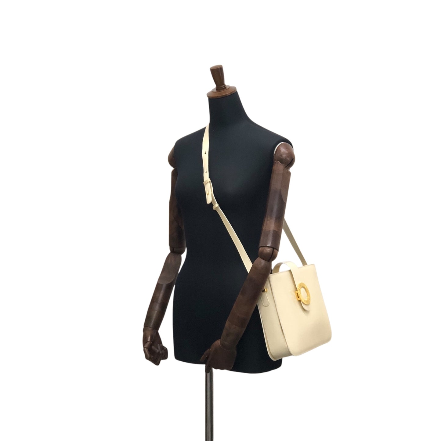 CELINE Circle Logo Shoulder bag White Vintage vxg2uf