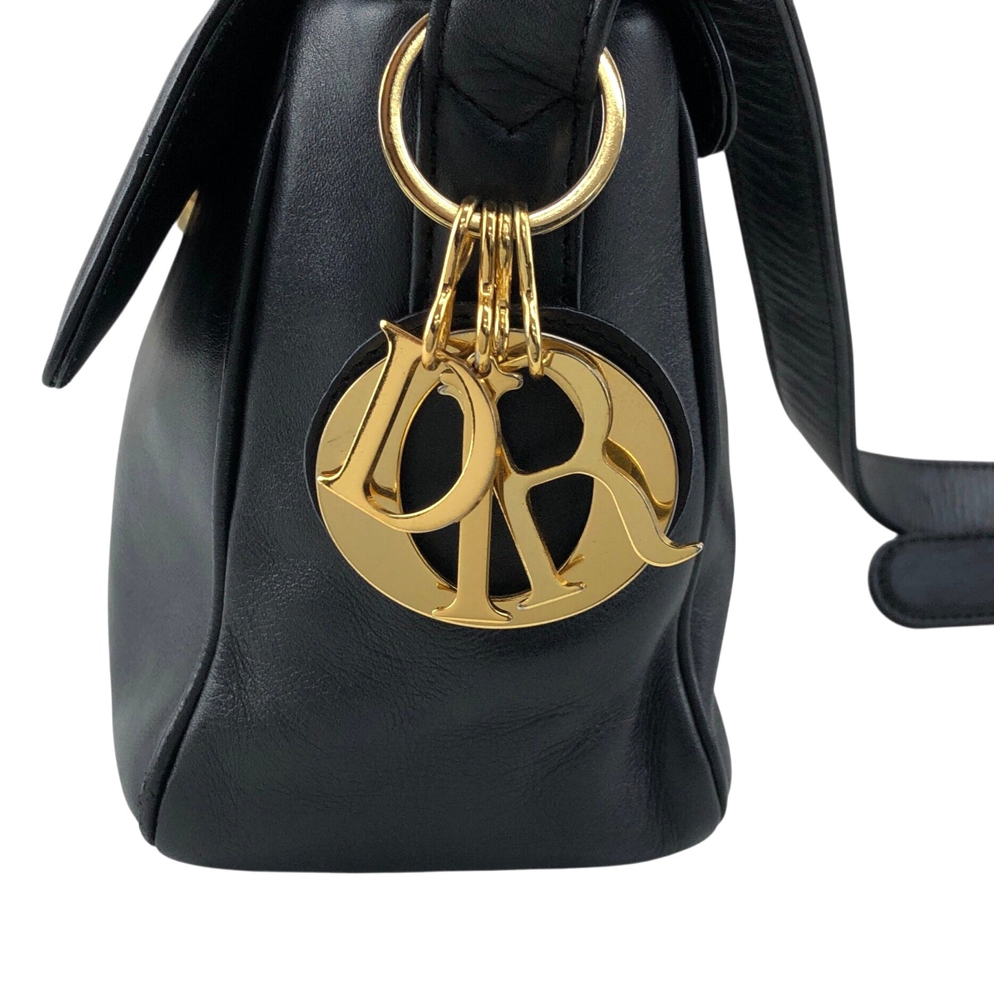 Christian Dior Logo Charm Shoulder bag Black Vintage ssswaj