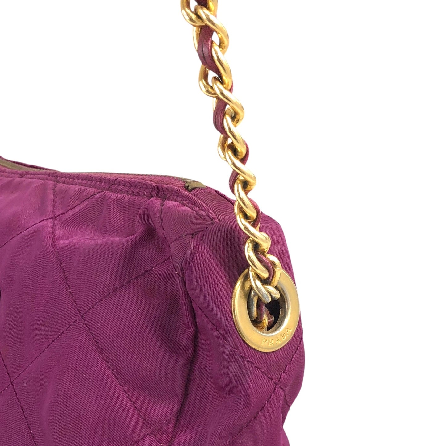 PRADA Triangle Logo Chain Shoulder bag Purple Vintage brs8wn