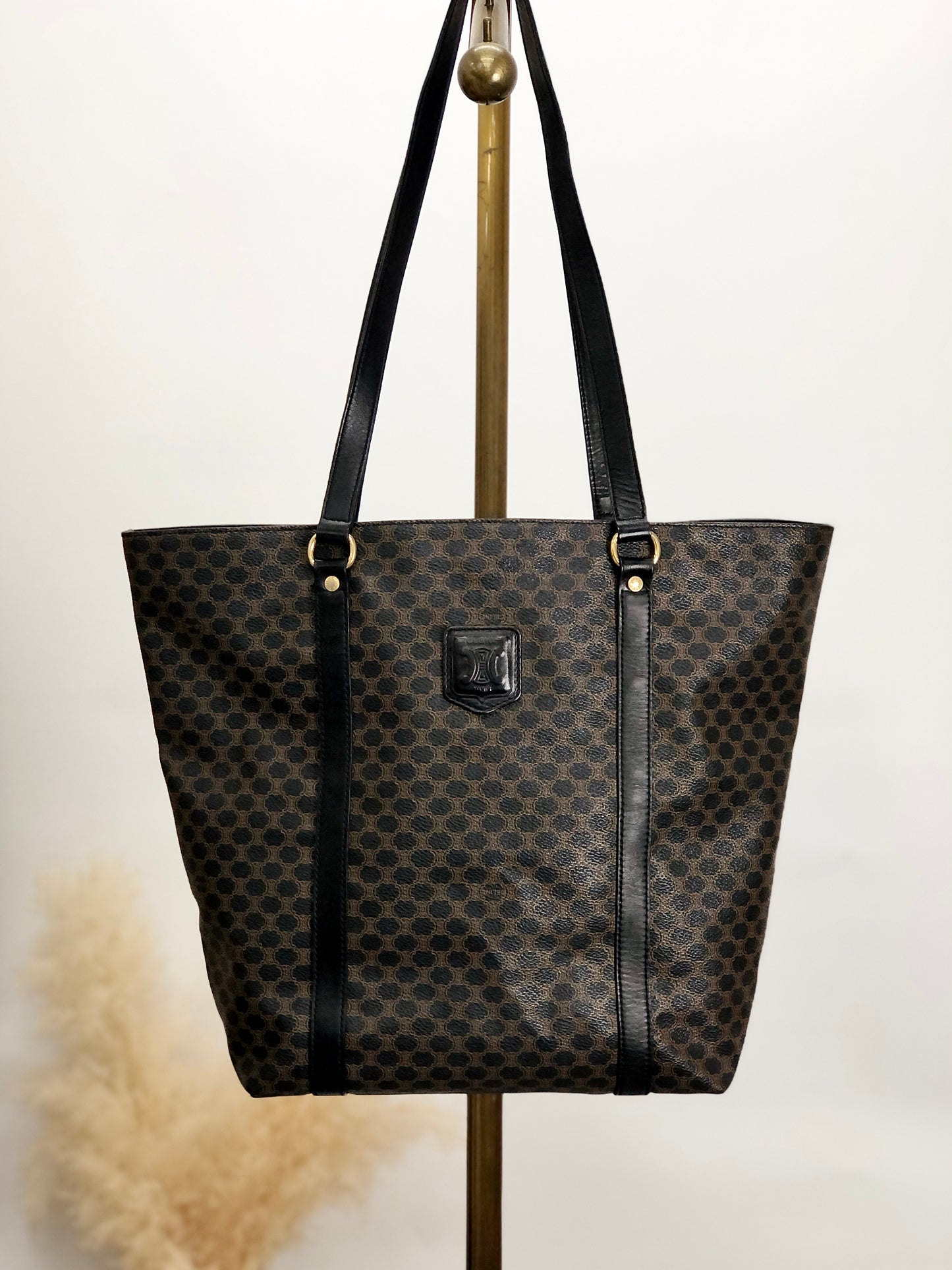 CELINE Macadam Blason Shoulder bag Totebag Black Vintage kxsx5u