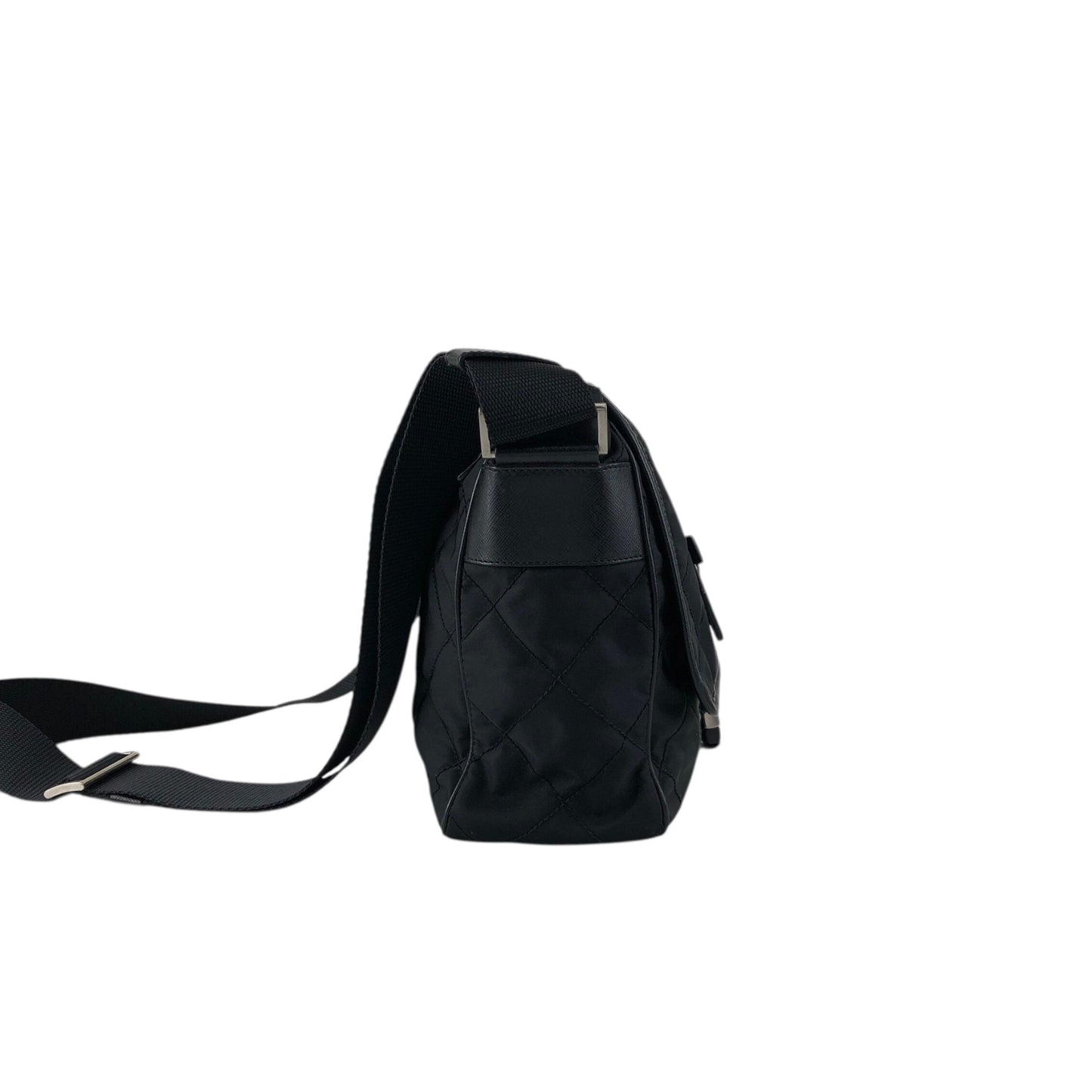 PRADA Tessuto Triangle Logo Shoulder bag Black Vintage g5c3is