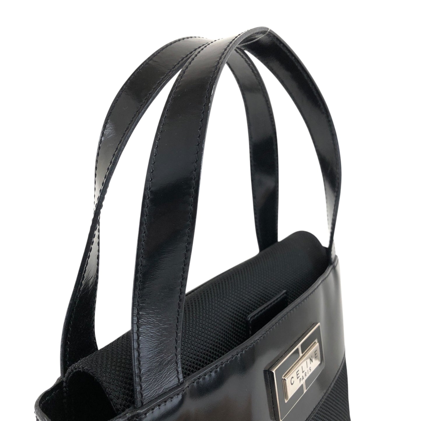 CELINE Logo Handbag Black Vintage vzeeur