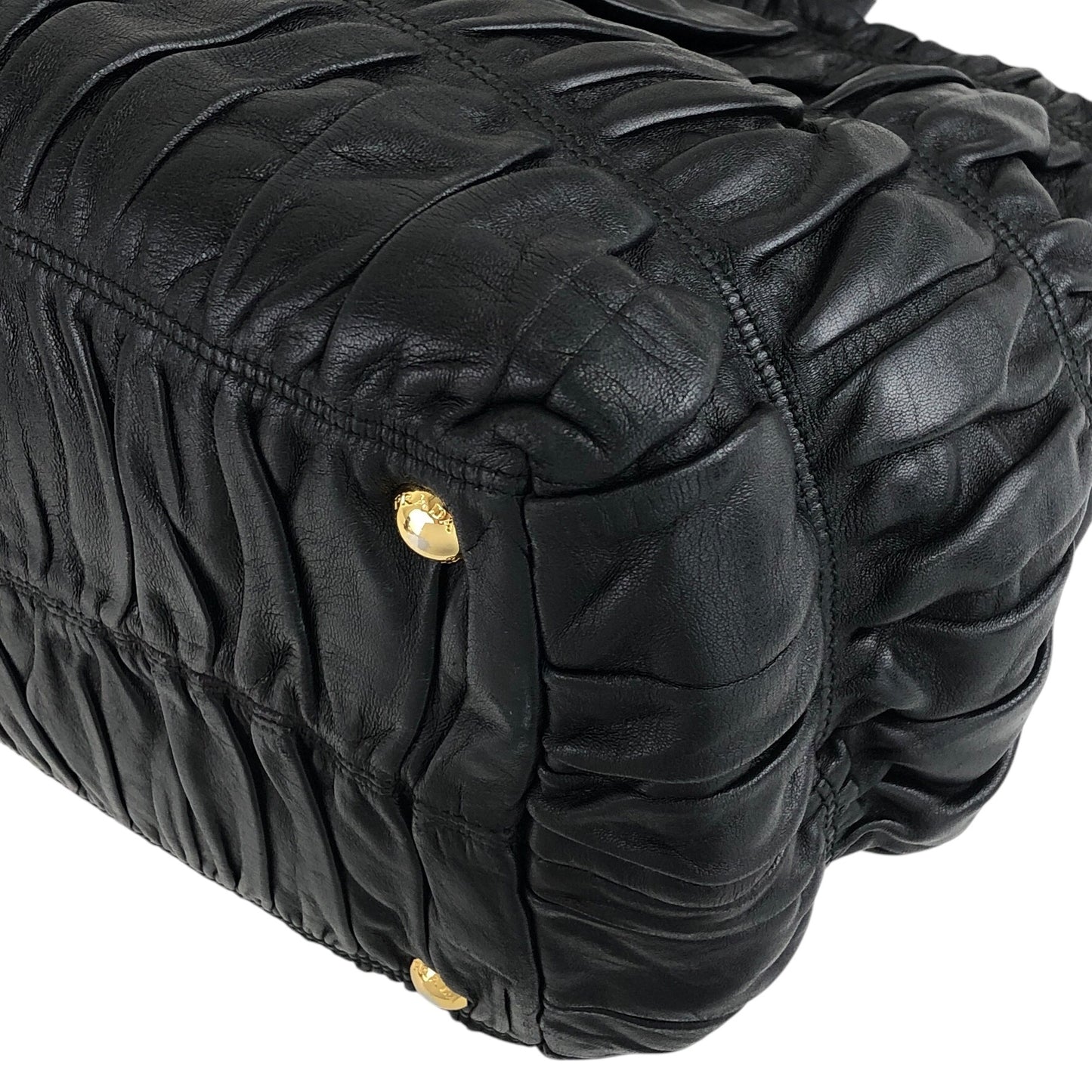PRADA Ribbon Motif Two-way Handbag Shoulder bag Black Vintage hfsinw