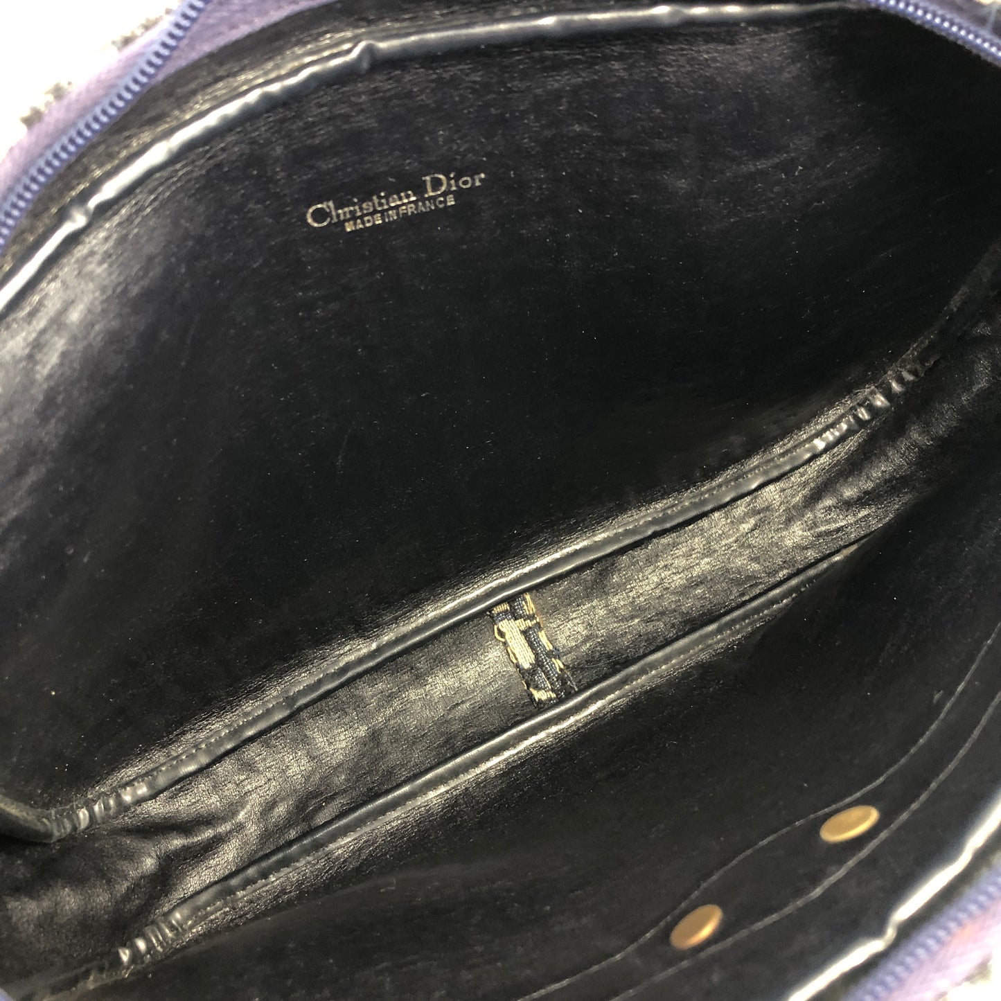 Christian Dior Trotter CD Logo Jacquard Leather Shoulder bag Navy Vintage gef6pa