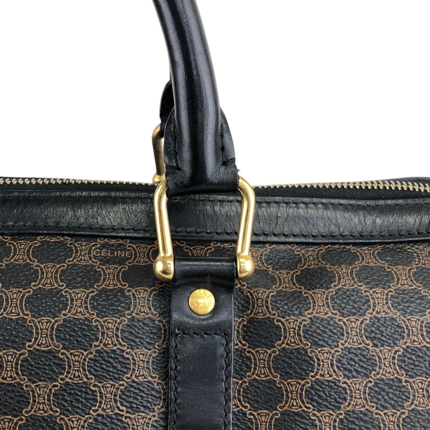 CELINE Macadam Blason Handbag Boston bag Black Vintage ibfr5i