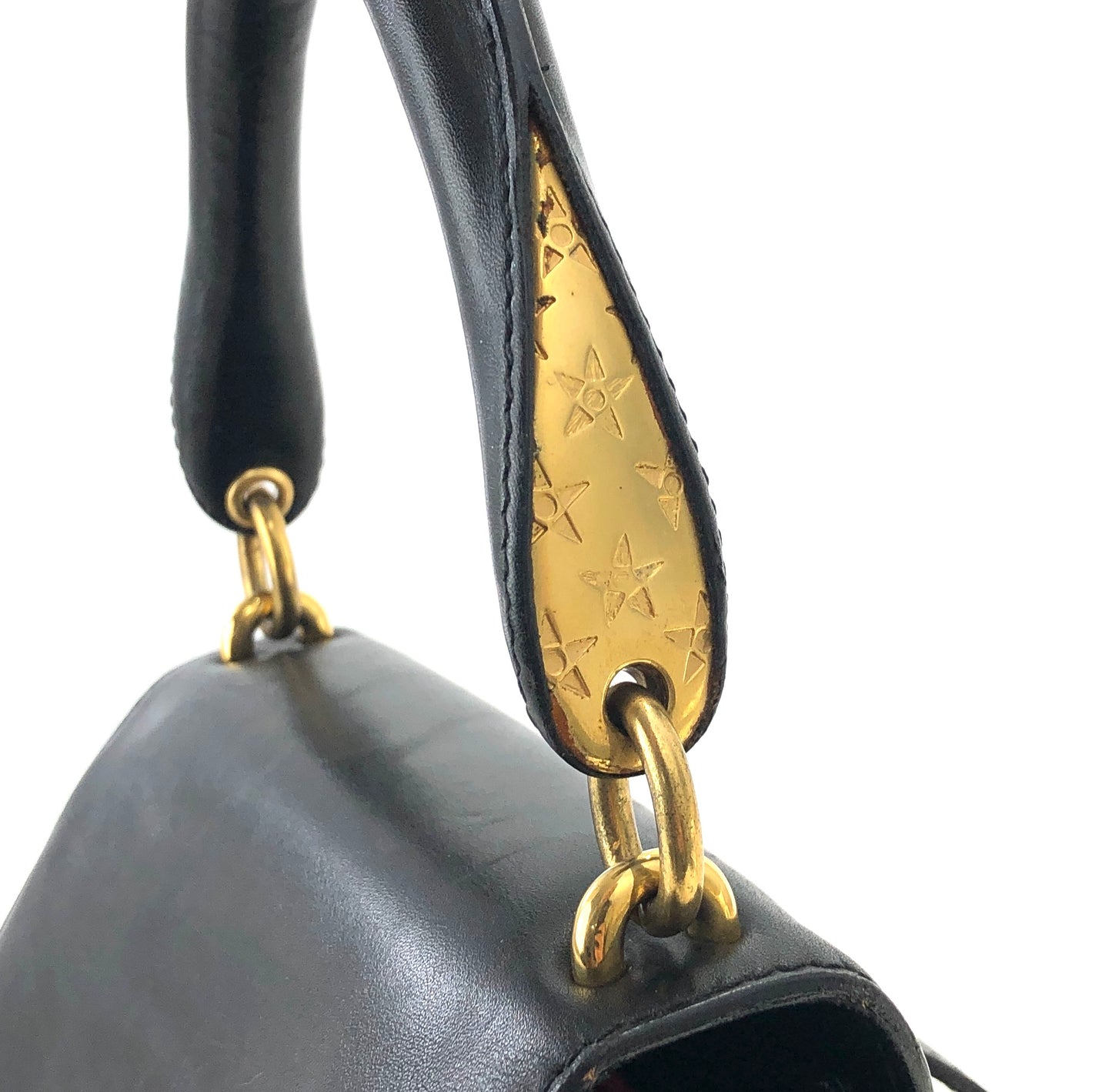 CELINE Starball Logo Leather Backpack Black Vintage jn25uf