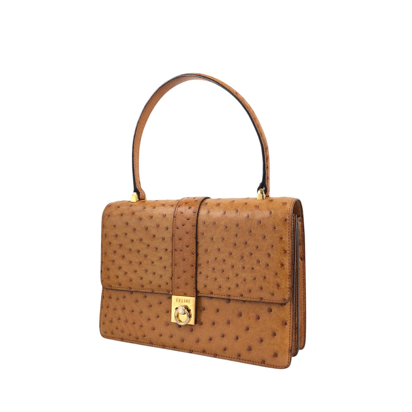CELINE Gancini Handbag Camel Vintage 847in7