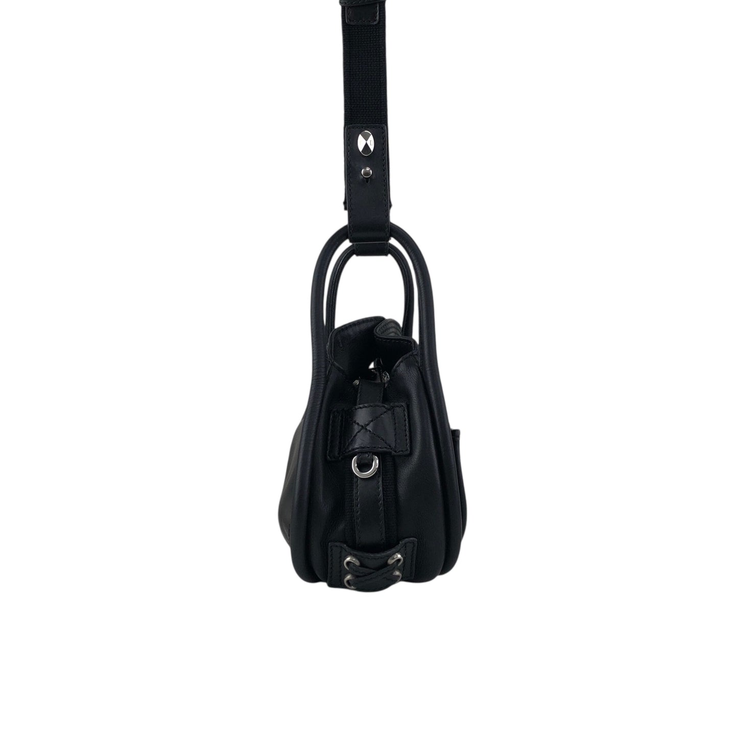 Christian Dior Cannage Round Shoulder bag Black Vintage kb2urx