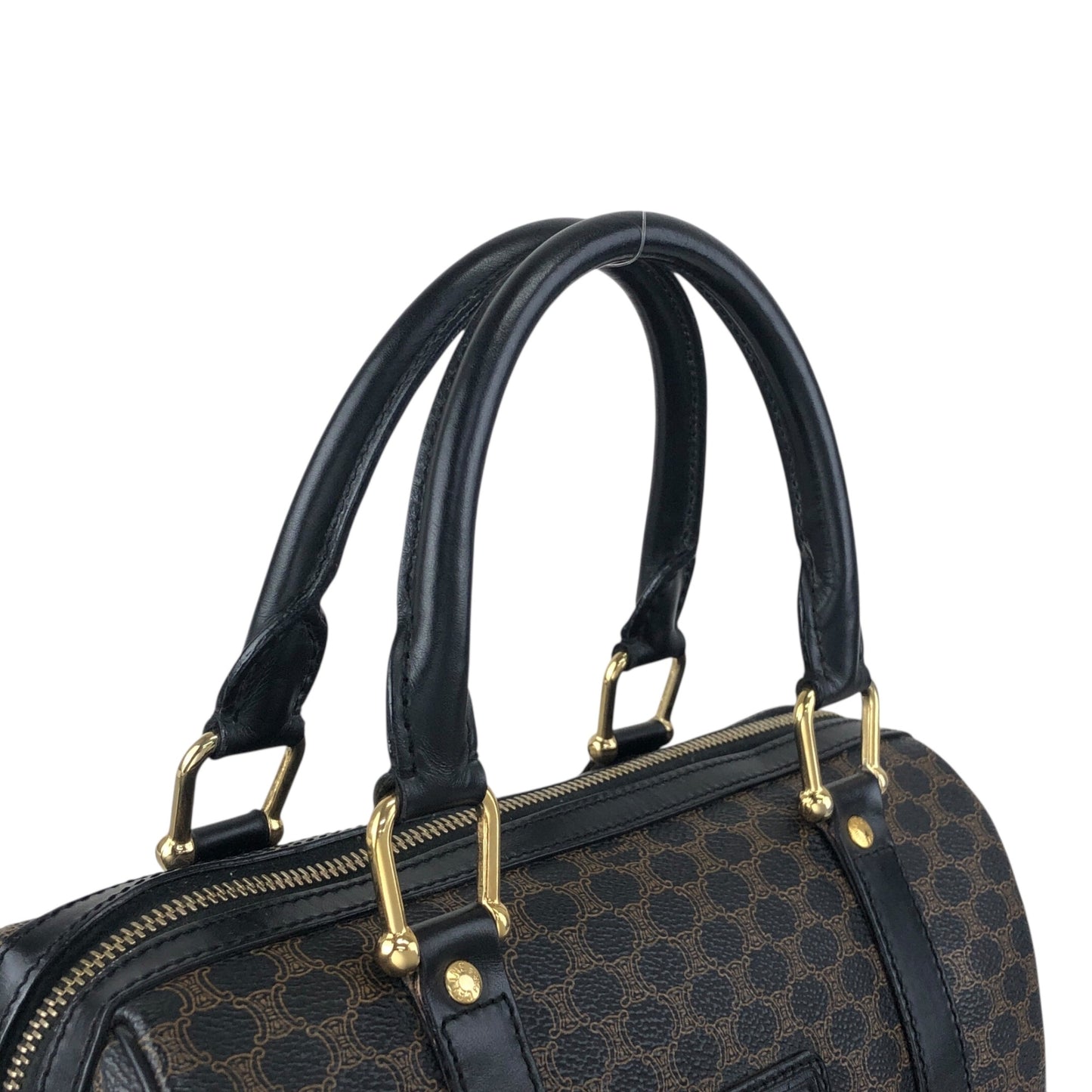 CELINE Macadam Blason Two-way Small Boston bag Shoulder bag Black Vintage k7b5zs