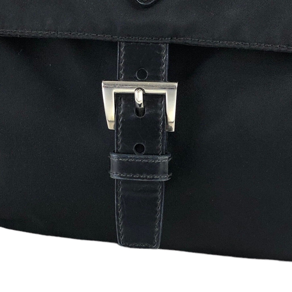 PRADA Triangle Logo Front Buckle Shoulder bag Black Vintage t6pn2f
