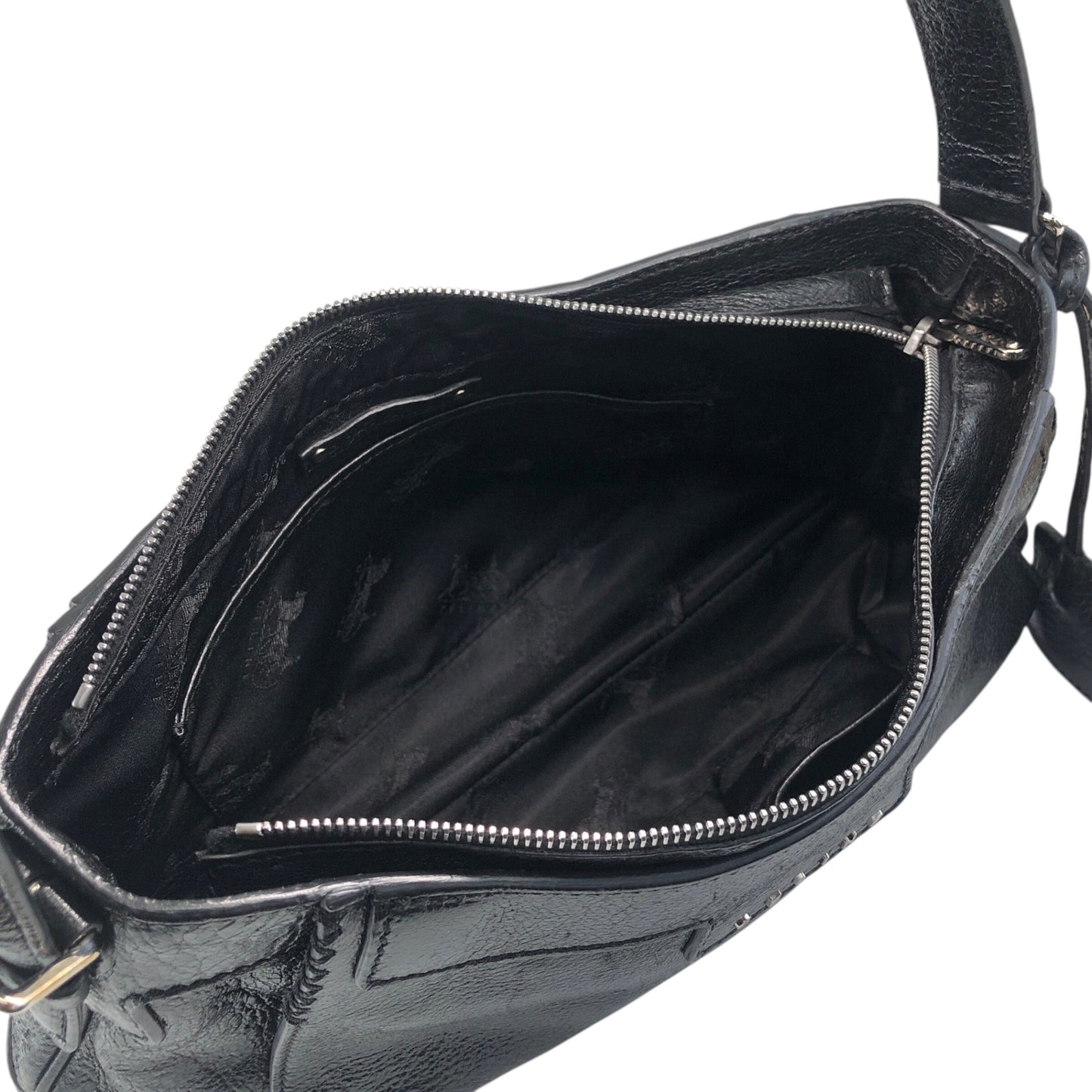 CELINE Horse Carriage Logo Handbag Hobobag Black Vintage hieixd