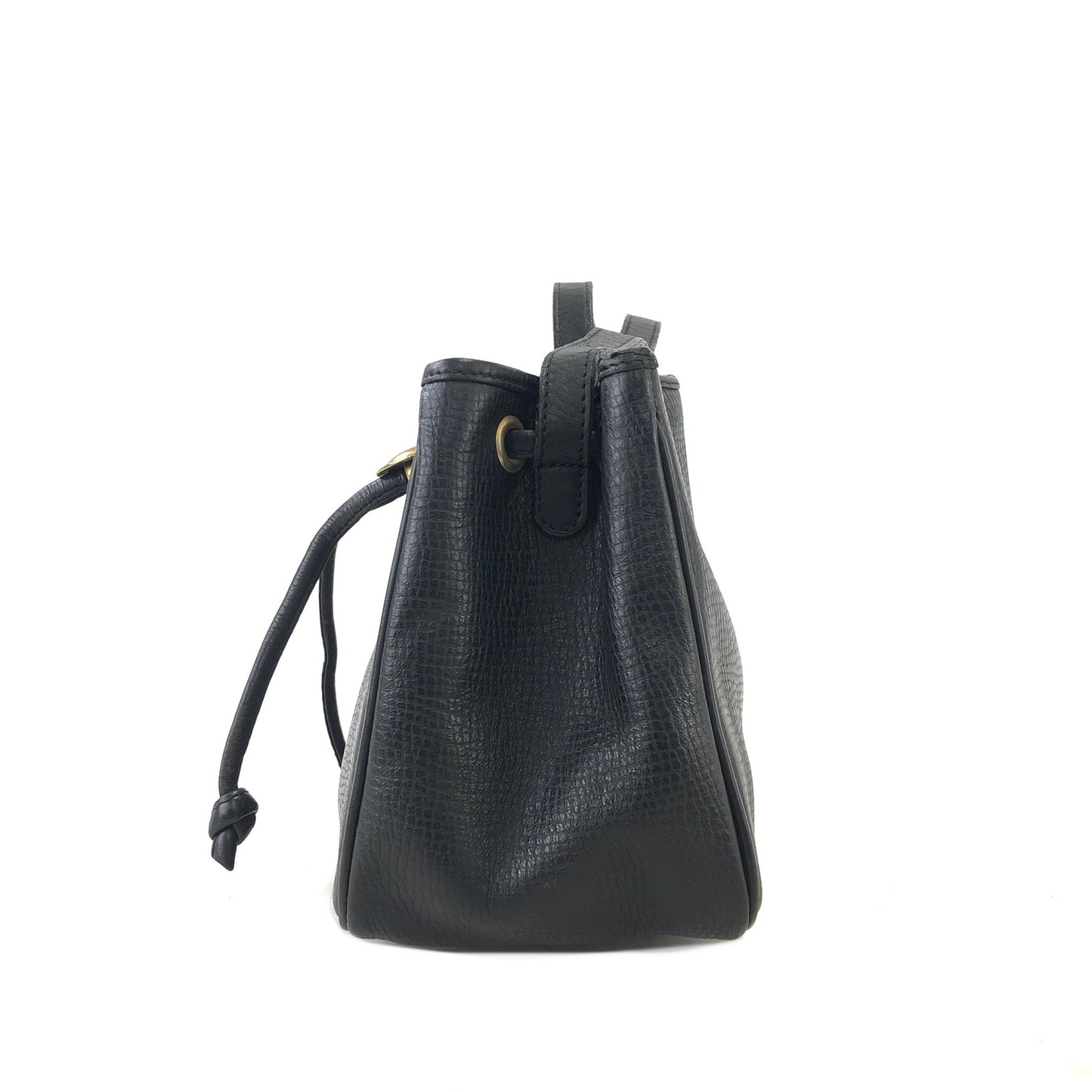 Christian Dior 標誌圖案皮革抽繩單肩包 黑色 復古 gk34h7