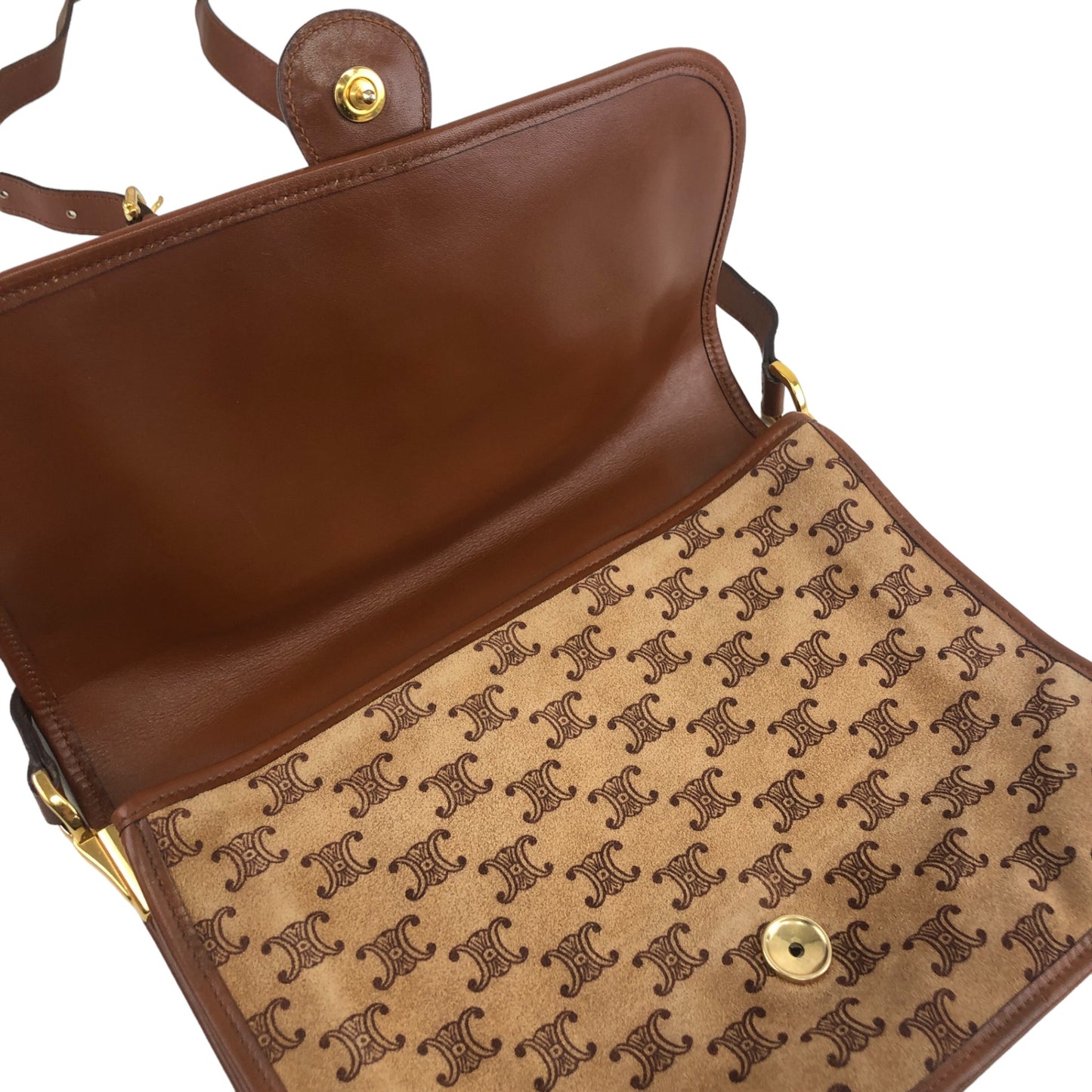 CELINE Macadam Blason Shoulder bag Brown Vintage aimcin